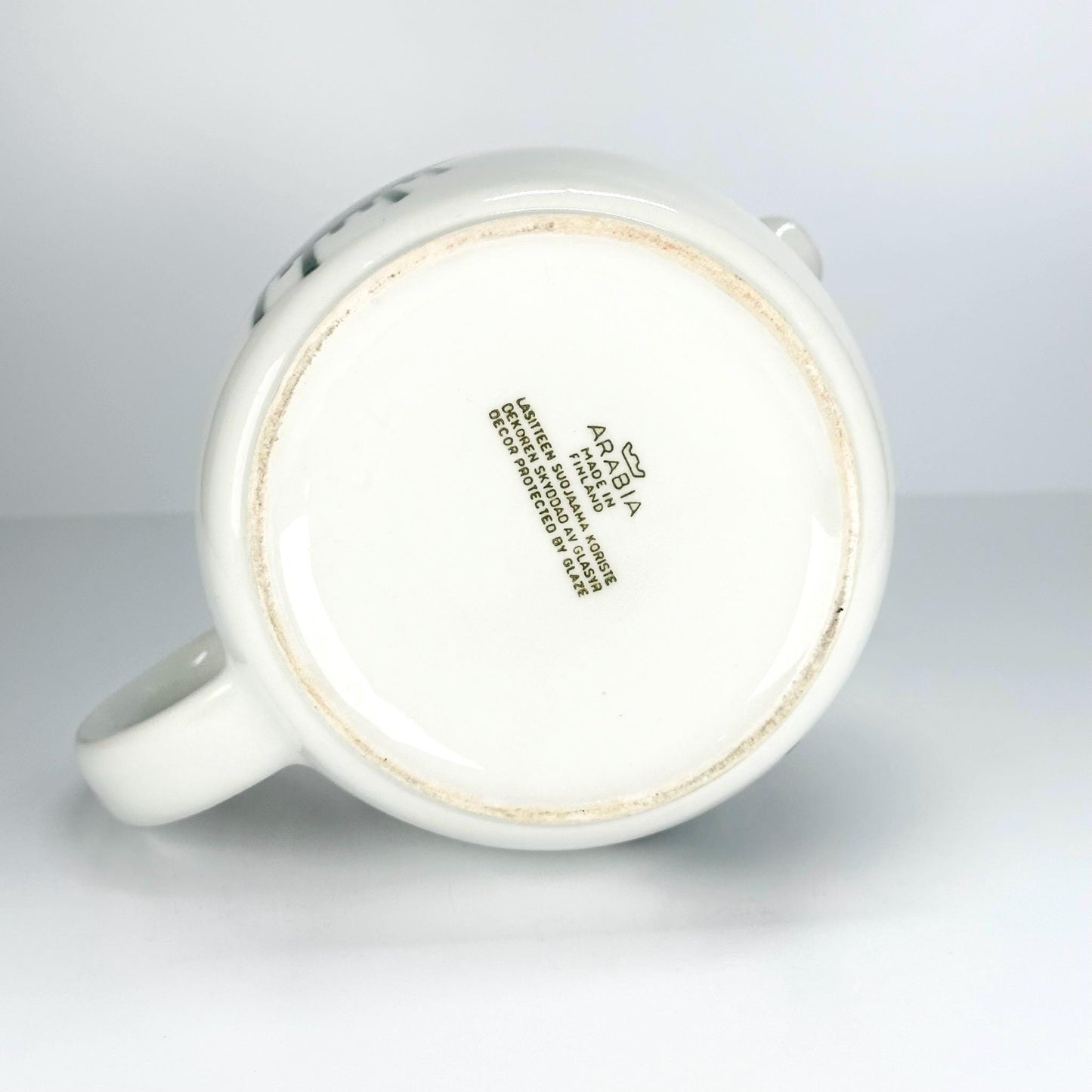 Vintage Pitcher with a Green Bull and Made in Finland by Arabia