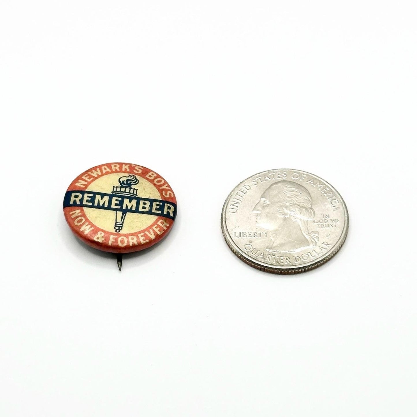 Vintage Button Pin that Reads Remember Newark's Boys Now & Forever