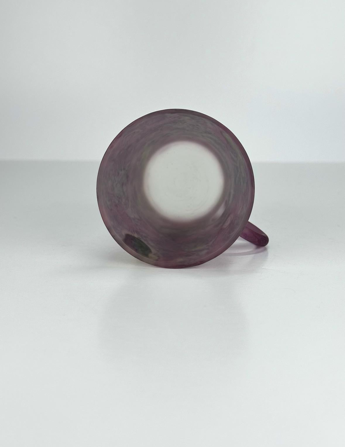 Vintage Mugs in Purple Frosted Glass Made by Kera Suchet Yenud in Israel
