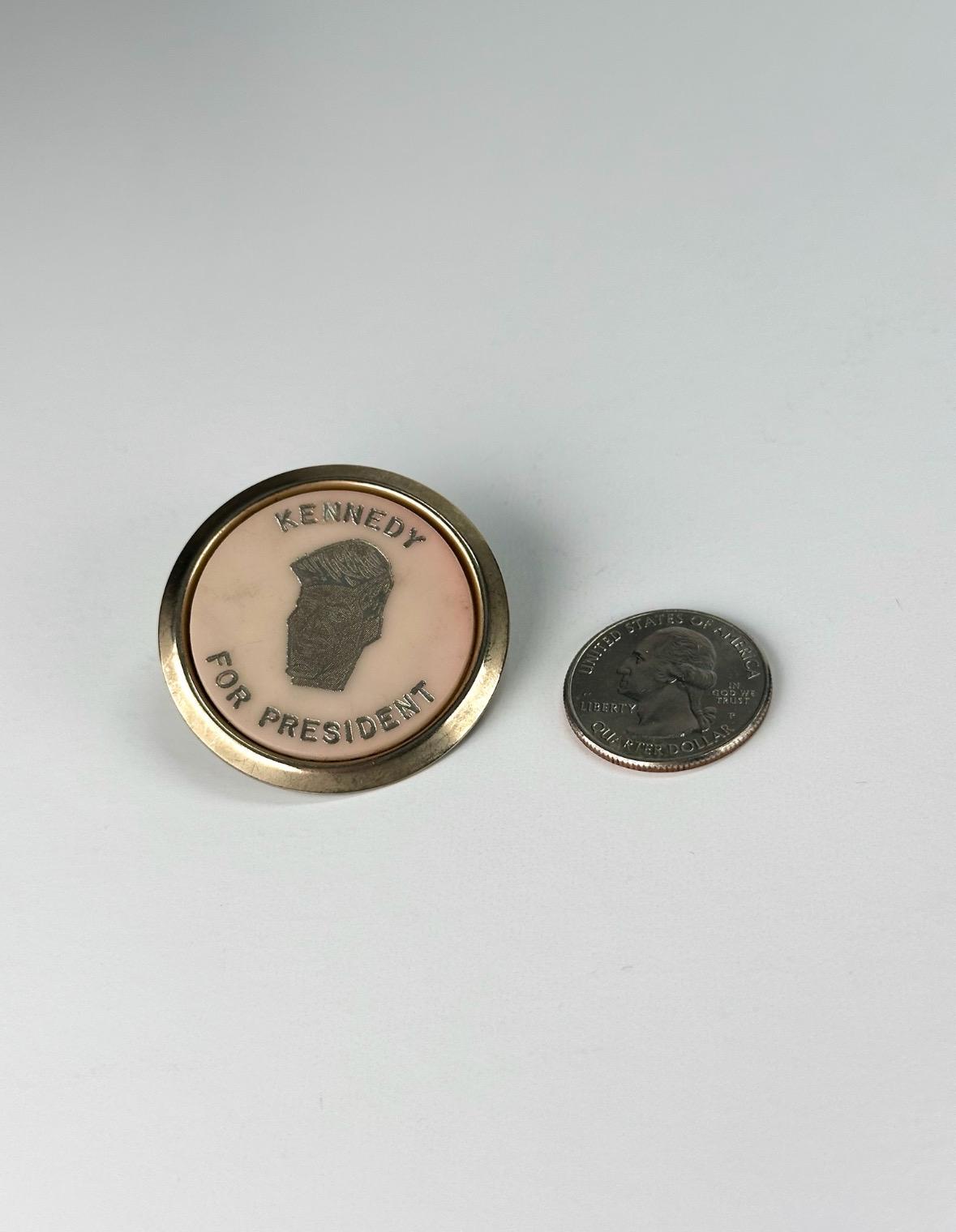 Vintage Tie Clip with Picture of JFK That Reads Kennedy for President