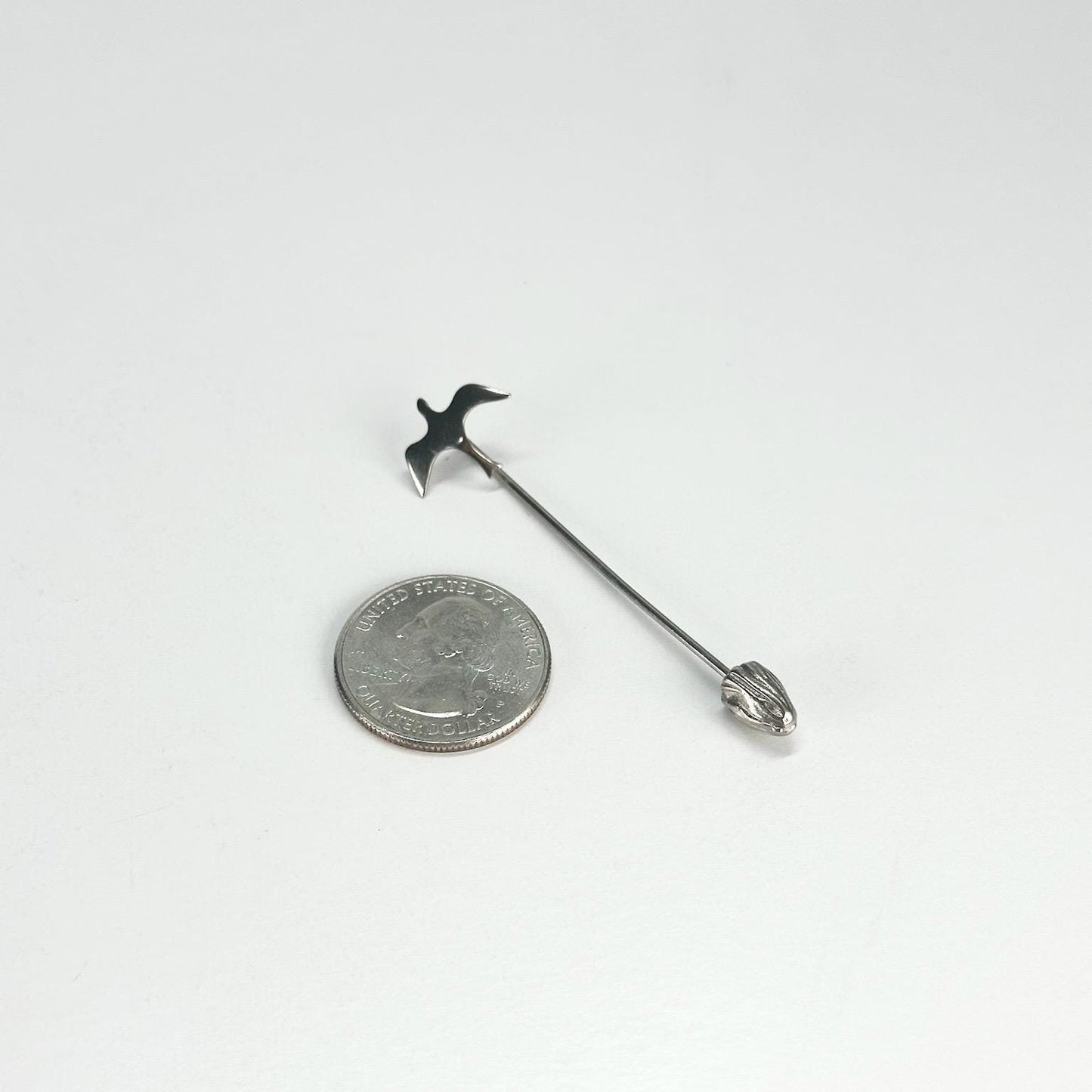 Vintage Stickpin with Seagull in Silver Tone MCM Design