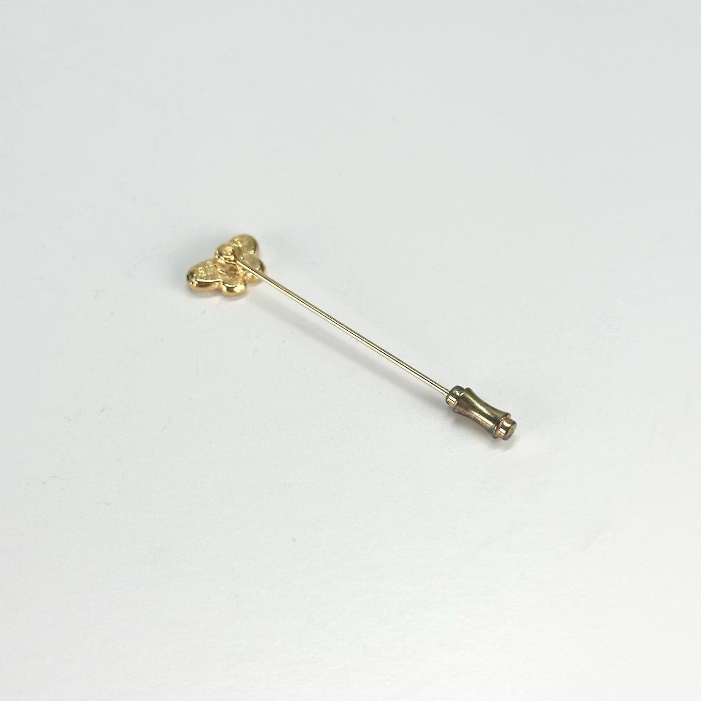 Vintage Stickpin with Peach Butterfly in Gold Tone