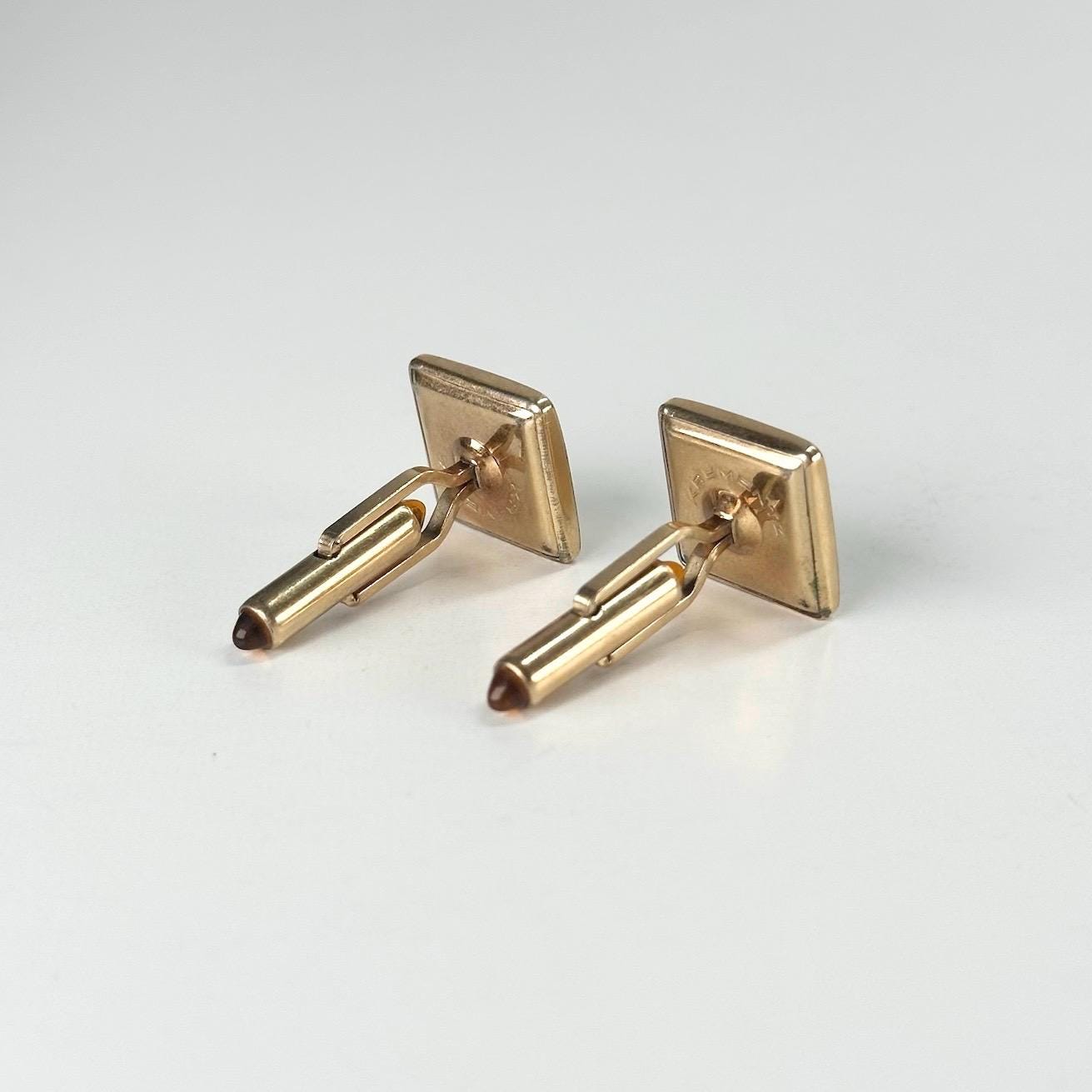 Vintage Cuff Links in Gold Tone Square Design Made by Krementz