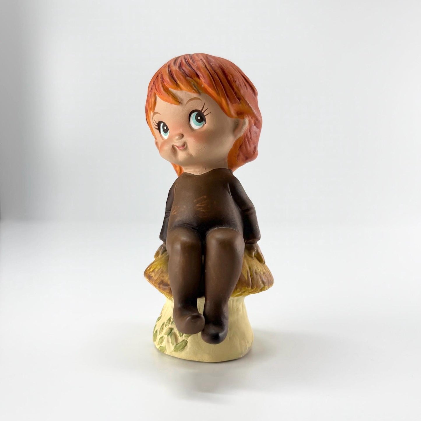 Vintage Figurine of Boy Sitting on Mushroom and Part of the "Little Folks" Collection