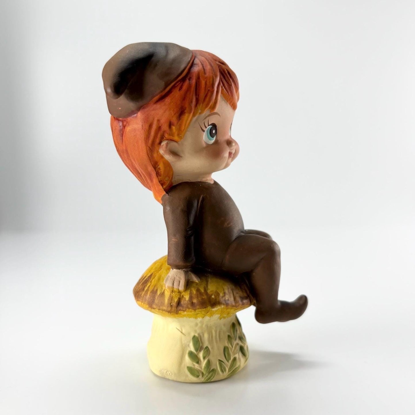 Vintage Figurine of Boy Sitting on Mushroom and Part of the "Little Folks" Collection