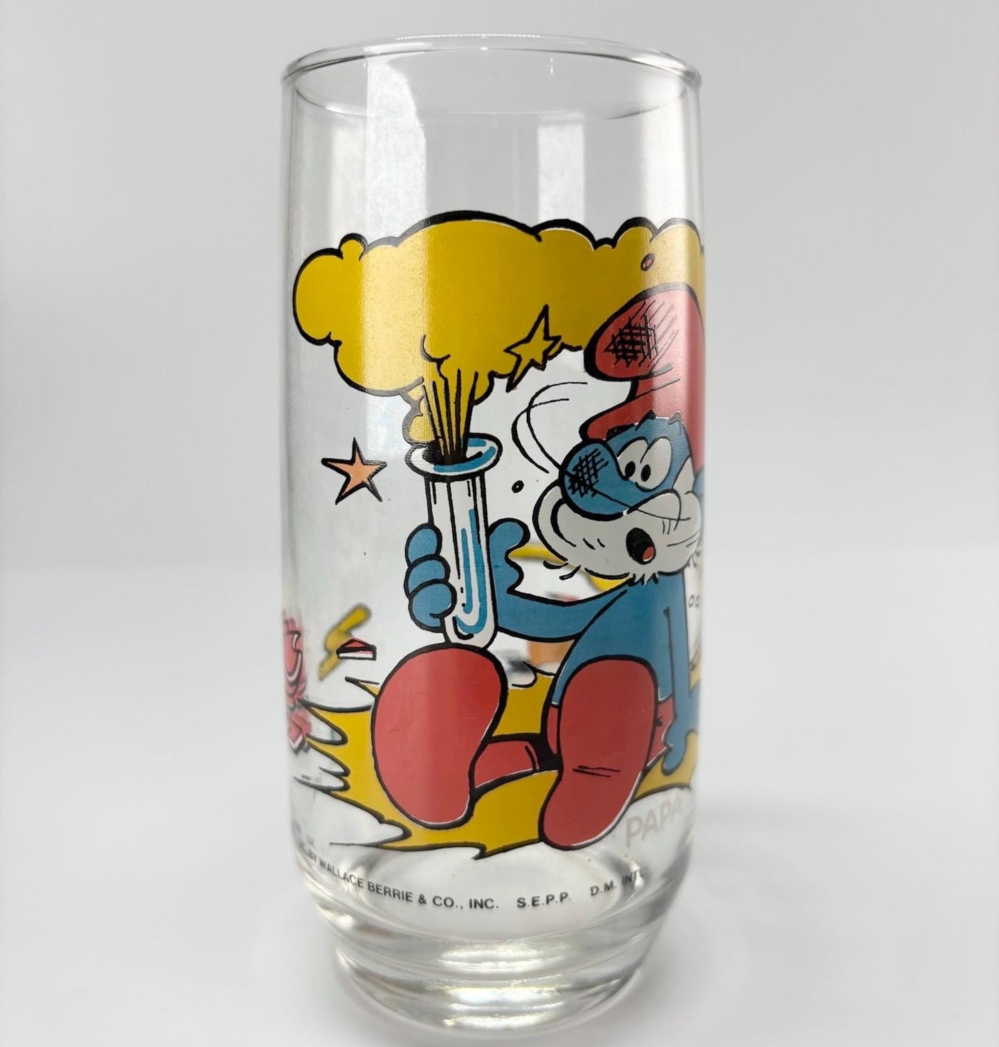 Vintage Glass with Papa Smurf 1983