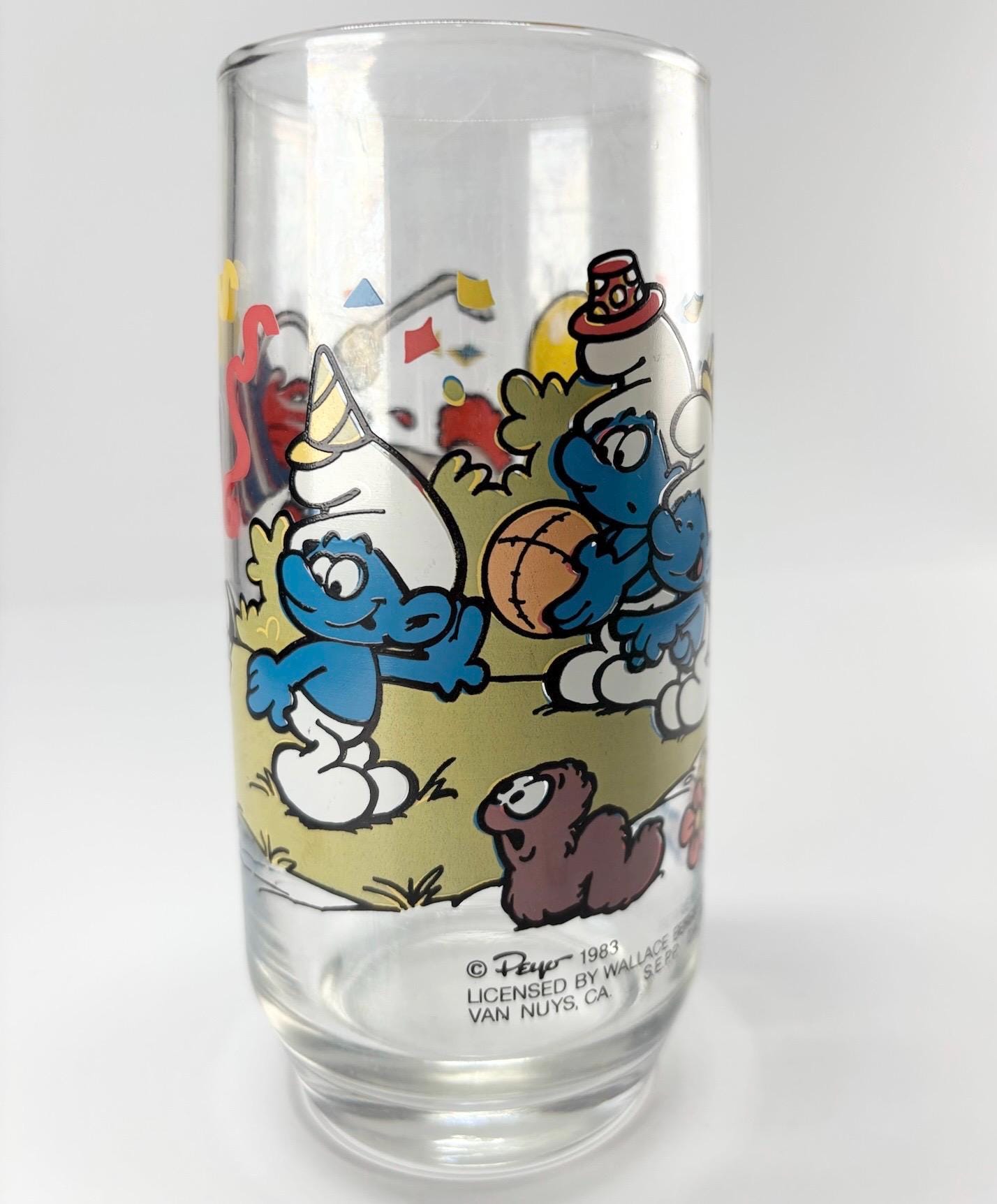 Vintage Glass of Clumsy Smurf 1983 By Peyo