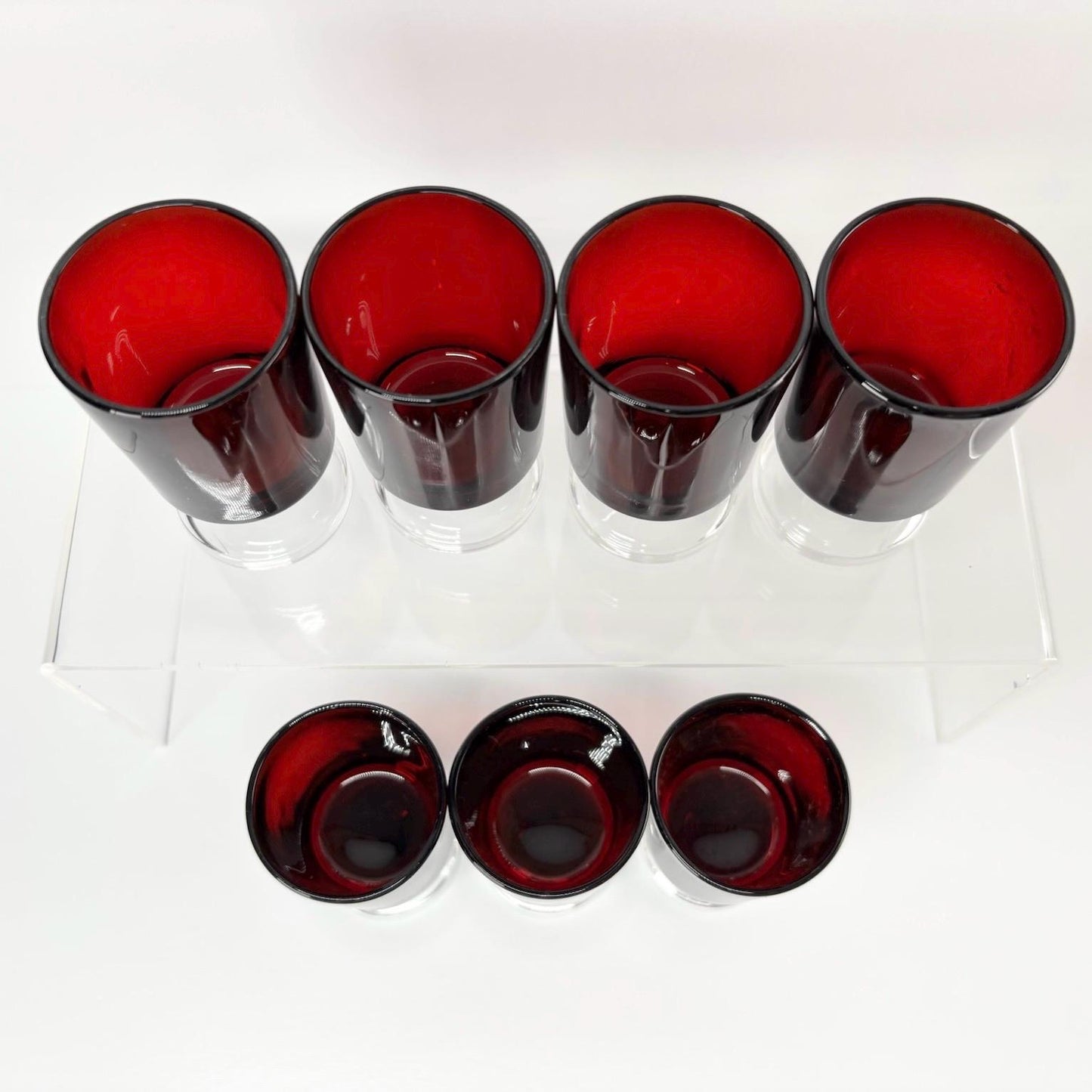 Vintage Shot Glasses in Ruby Red by Luminanc France