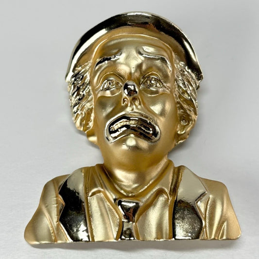 Vintage Brooch of Clown in Gold Tone with Original Box