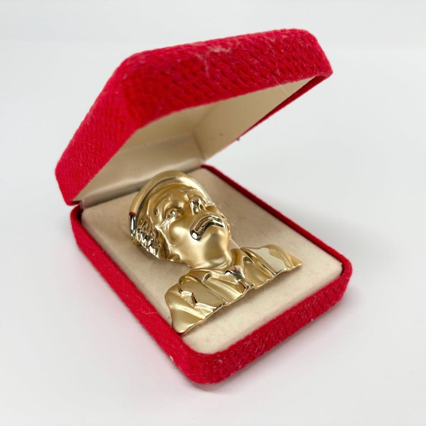 Vintage Brooch of Clown in Gold Tone with Original Box