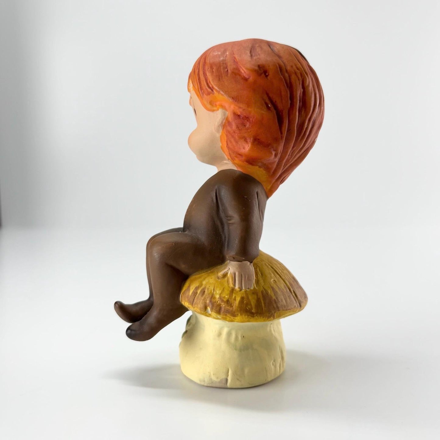 Vintage Figurine of Boy Sitting on Mushroom and Part of the "Little Folks" Collection
