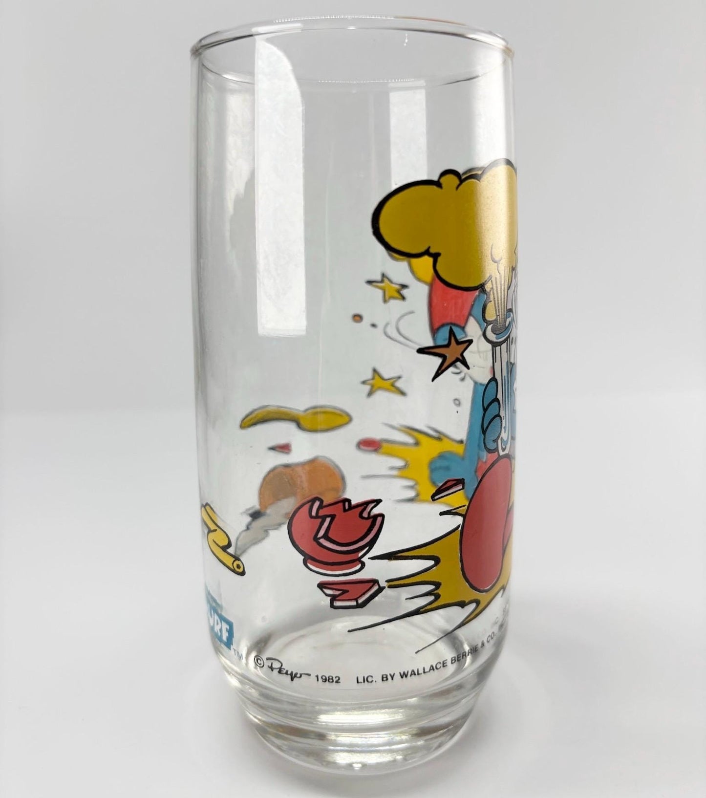 Vintage Glass with Papa Smurf 1983