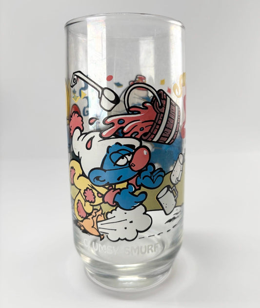 Vintage Glass of Clumsy Smurf 1983 By Peyo