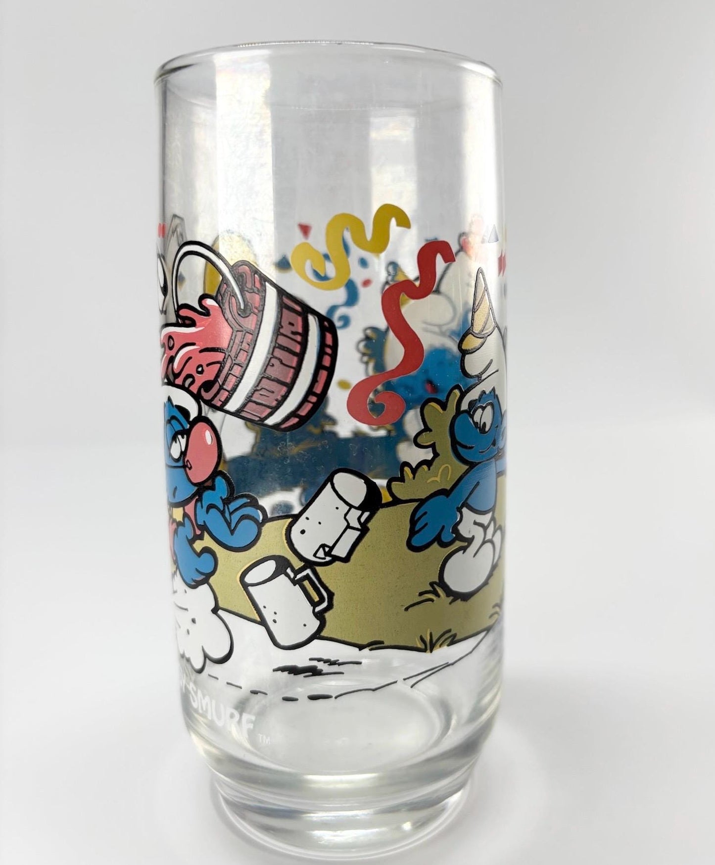 Vintage Glass of Clumsy Smurf 1983 By Peyo
