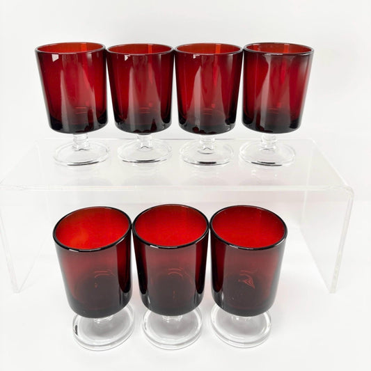 Vintage Shot Glasses in Ruby Red by Luminanc France