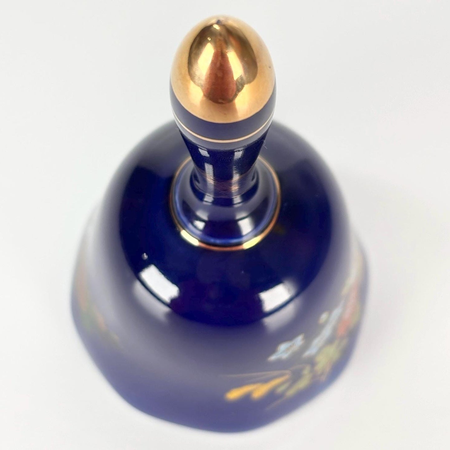 Vintage Bell in Cobalt Blue with Floral Pattern and Made from Japanese Porcelain