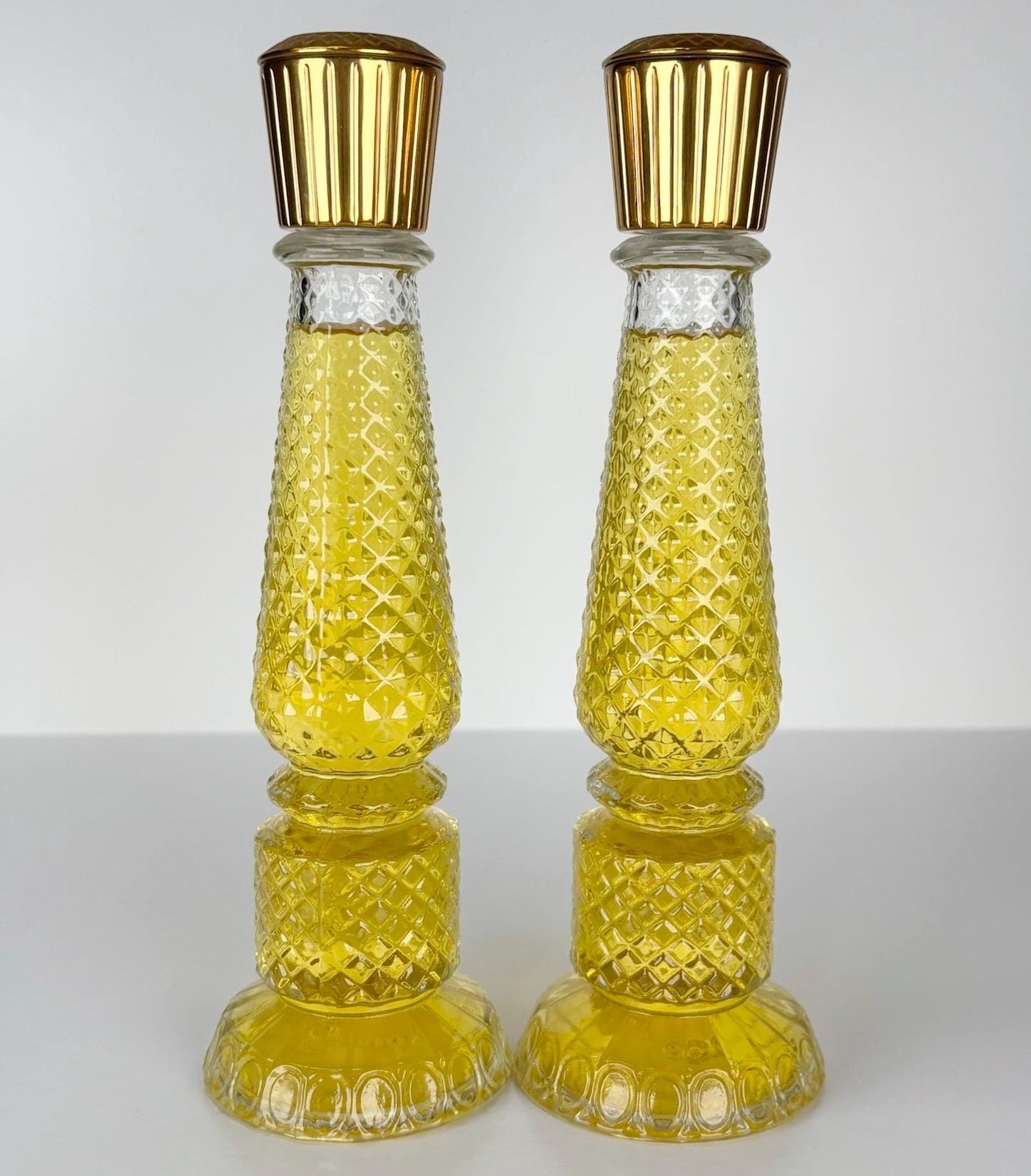 Vintage Perfume Bottle Candlestick Holder with Crystallite Cologne Cotillion Made by Avon
