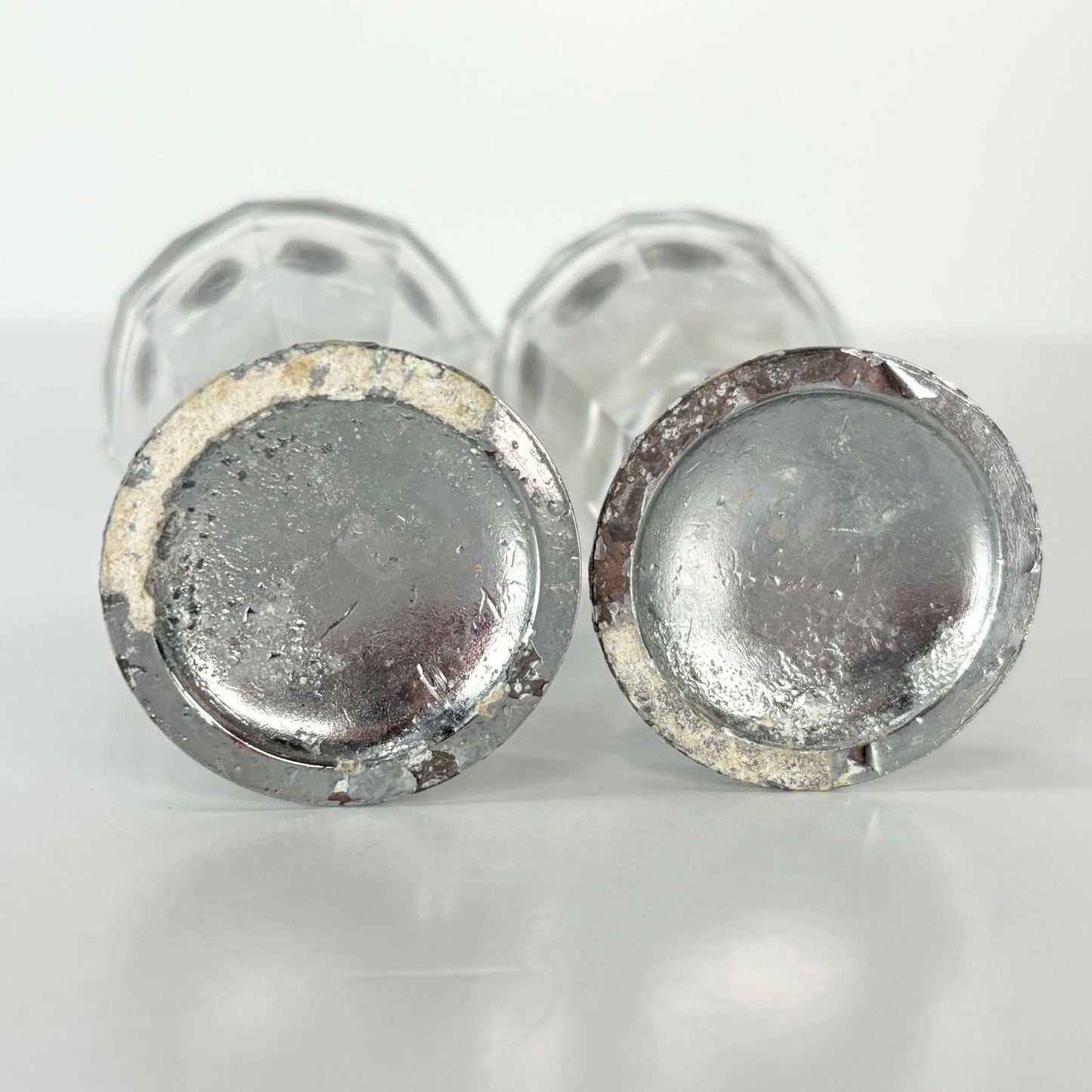 Vintage Salt and Pepper Shakers Made from Lead Crystal with Silver Tone Tops