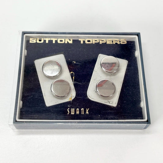 Vintage Button Toppers in Silver Tone Made by Swank in Original Packaging