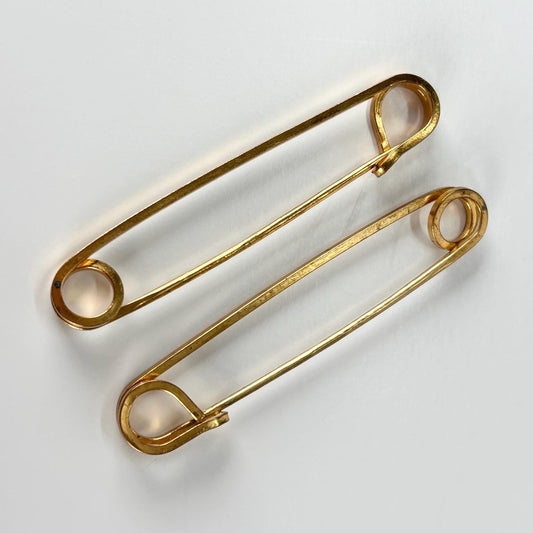 Vintage Gold Tone Large Safety Pins Set of 2