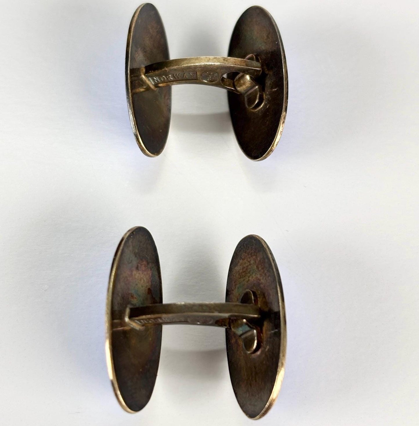 Vintage David Anderson Cuff Links in Norwegian Sterling Silver with Blue Enamel