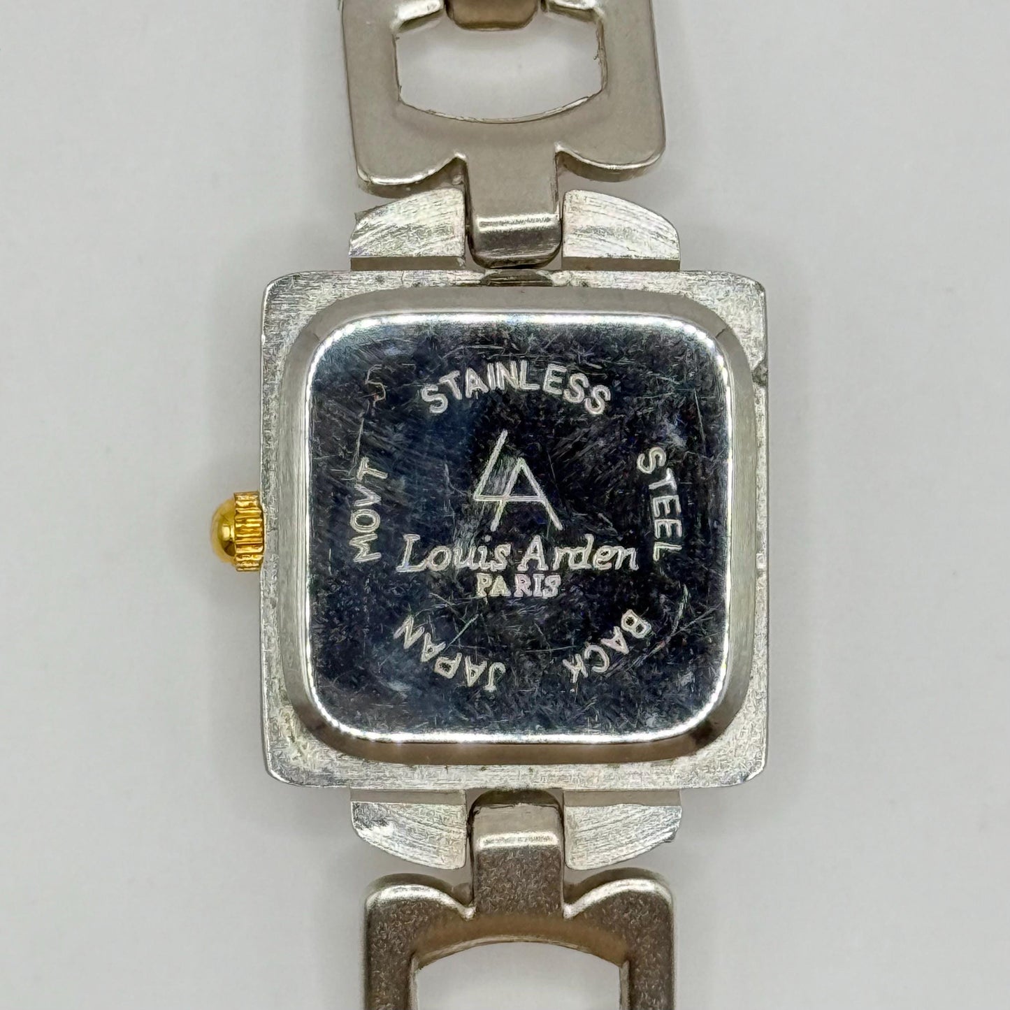 Vintage Watch with Blue Face and Mixed Metal Link Chain By Louis Arden