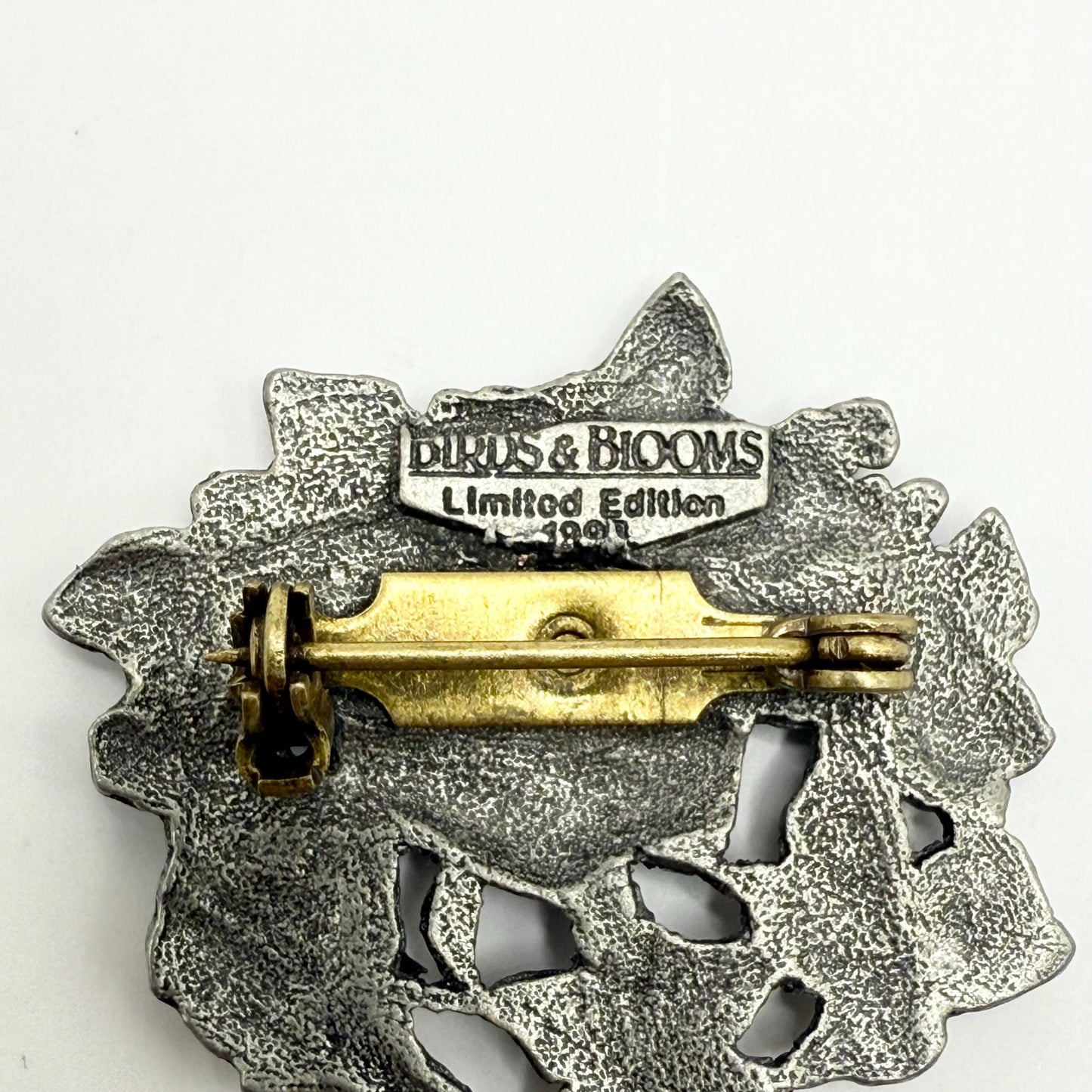 Vintage Brooch in Silver with a Butterfly and Flowers and Made by Birds & Blooms
