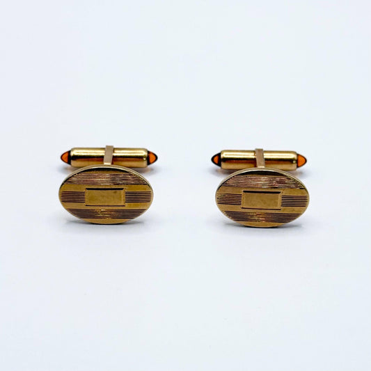Vintage Cuff Links in Gold Tone with Oval Design and Made by Krementz