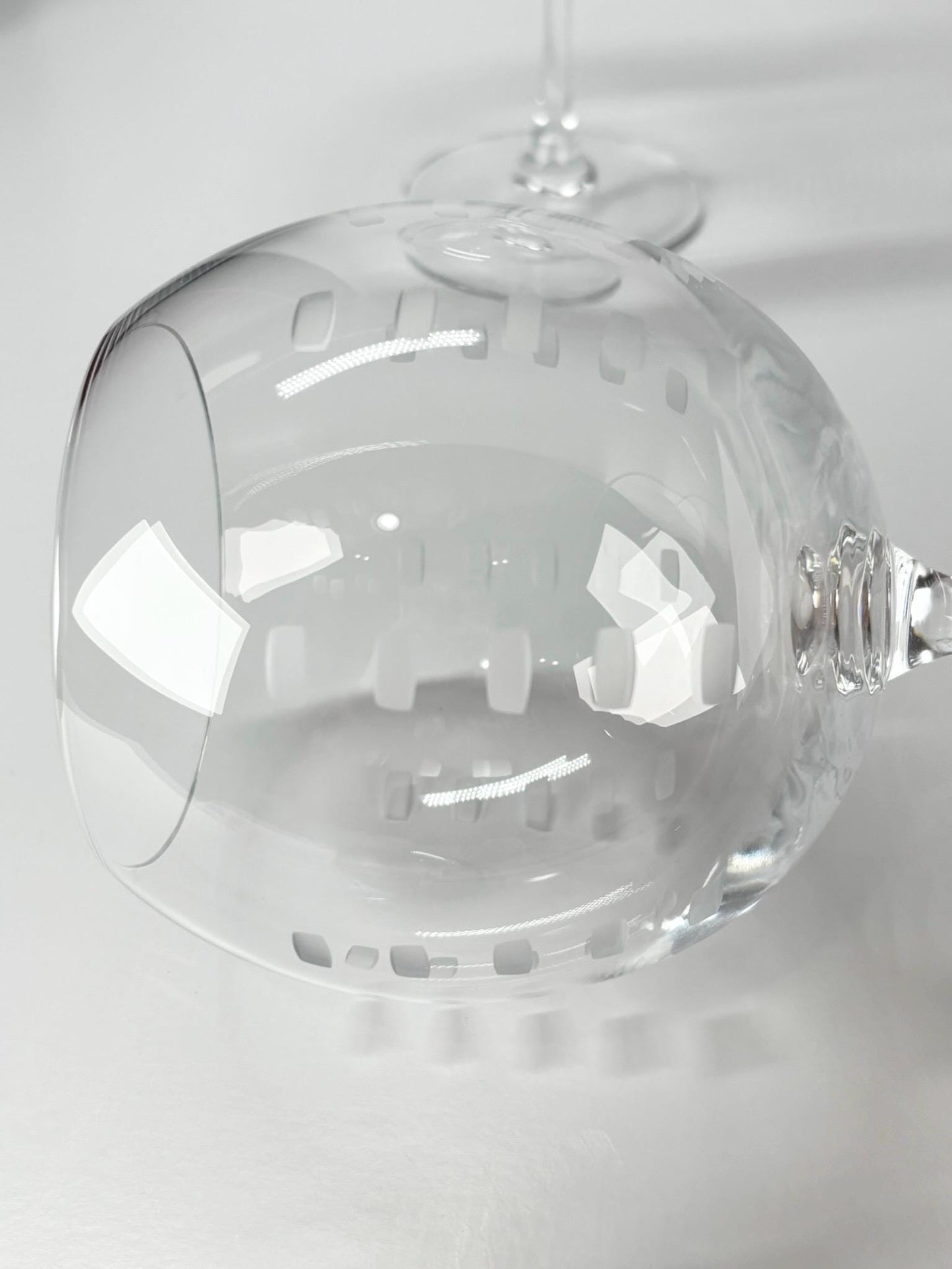 Vintage Large Crystal Wine Glasses With Etched Design by Mikasa, Set of 2.