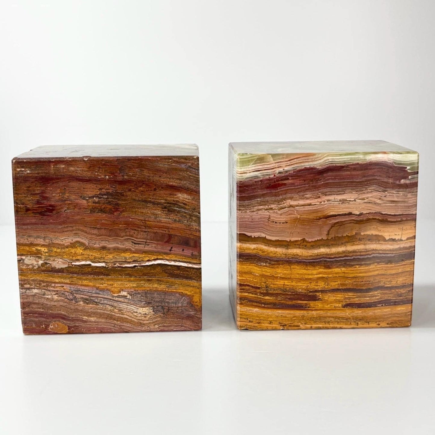 Vintage Polished Onyx Bookends in Cube Shape and Very Heavy!