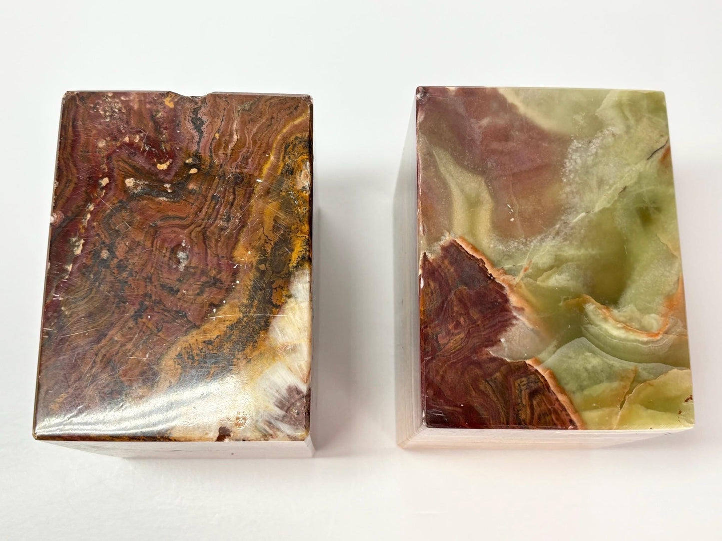 Vintage Polished Onyx Bookends in Cube Shape and Very Heavy!