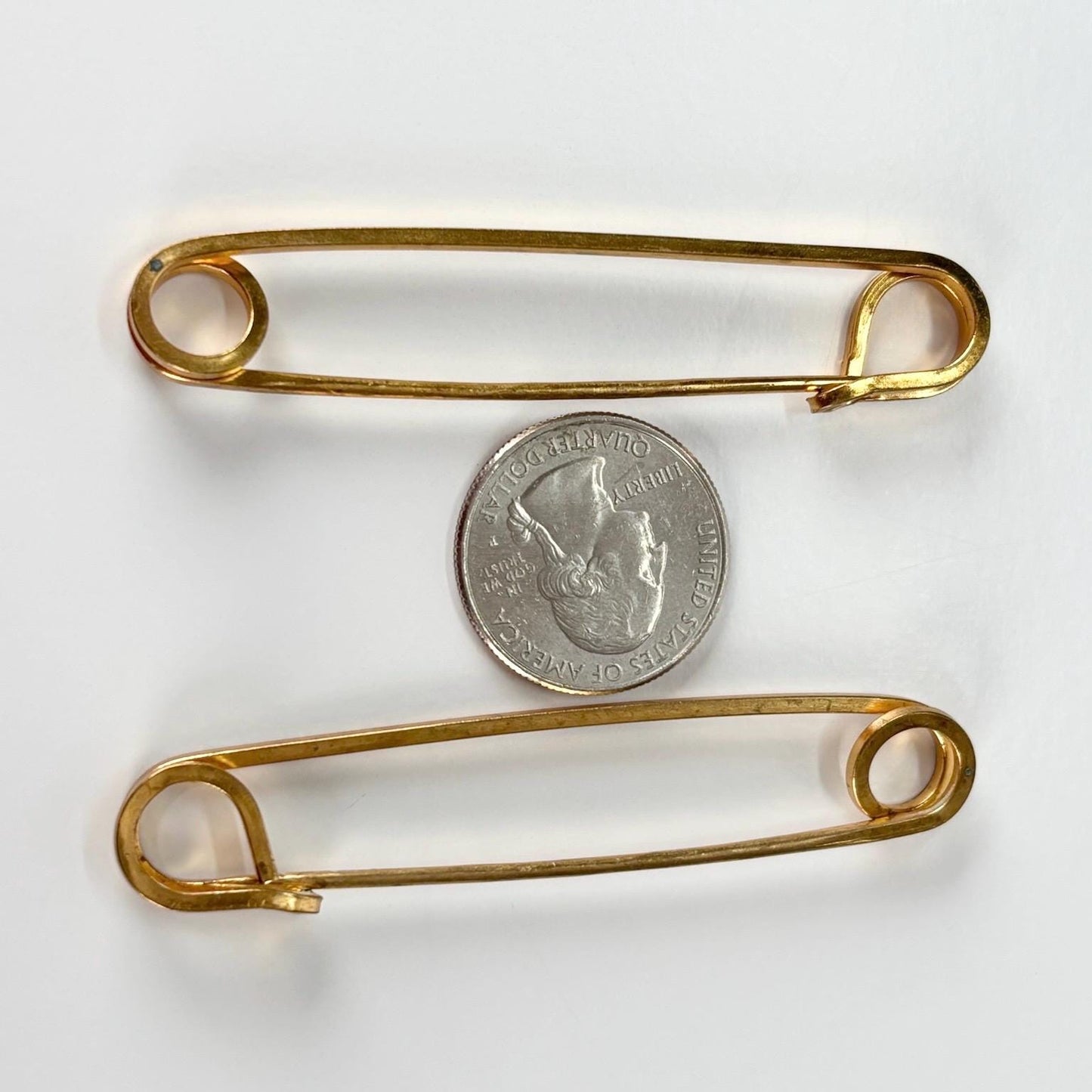 Vintage Gold Tone Large Safety Pins Set of 2