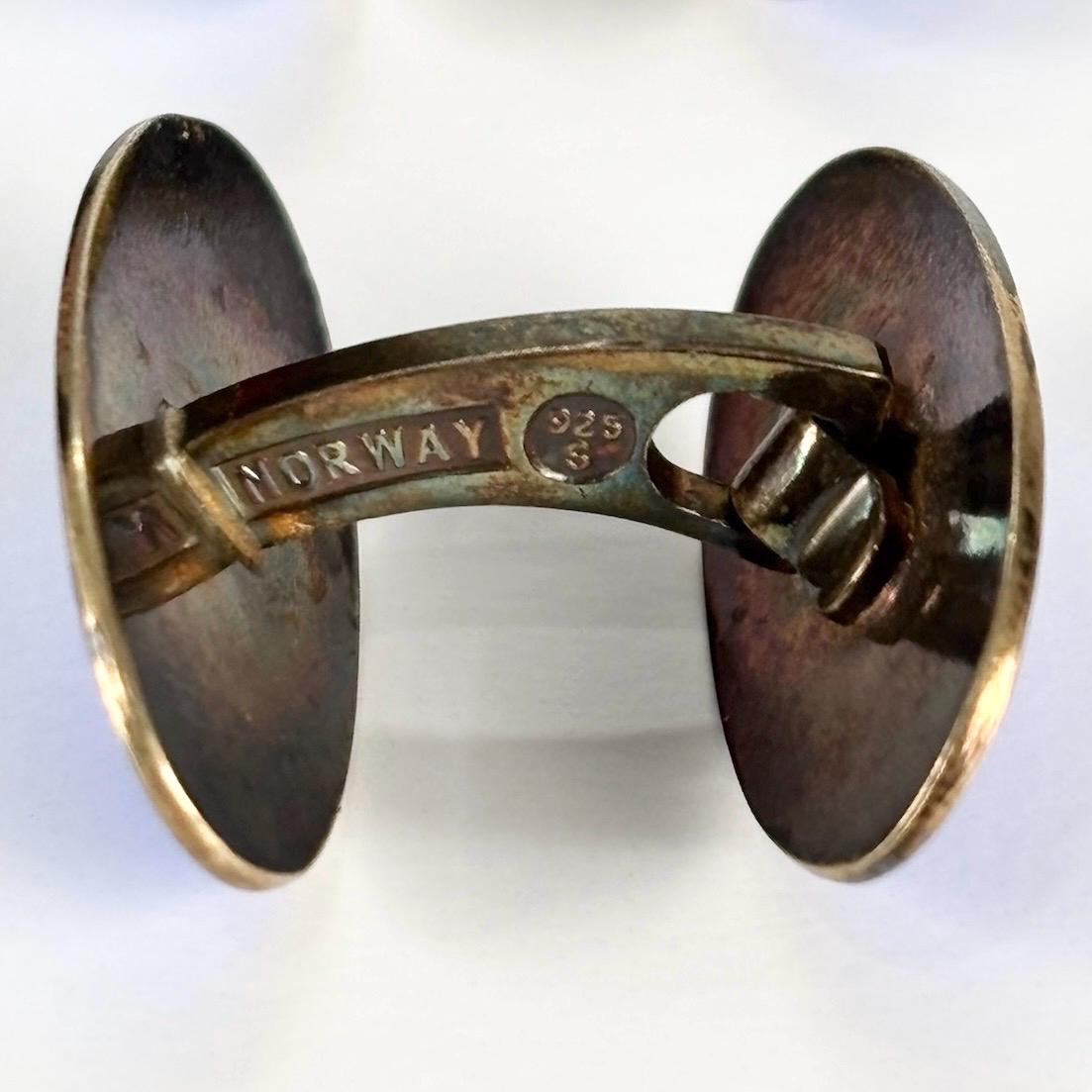 Vintage David Anderson Cuff Links in Norwegian Sterling Silver with Blue Enamel