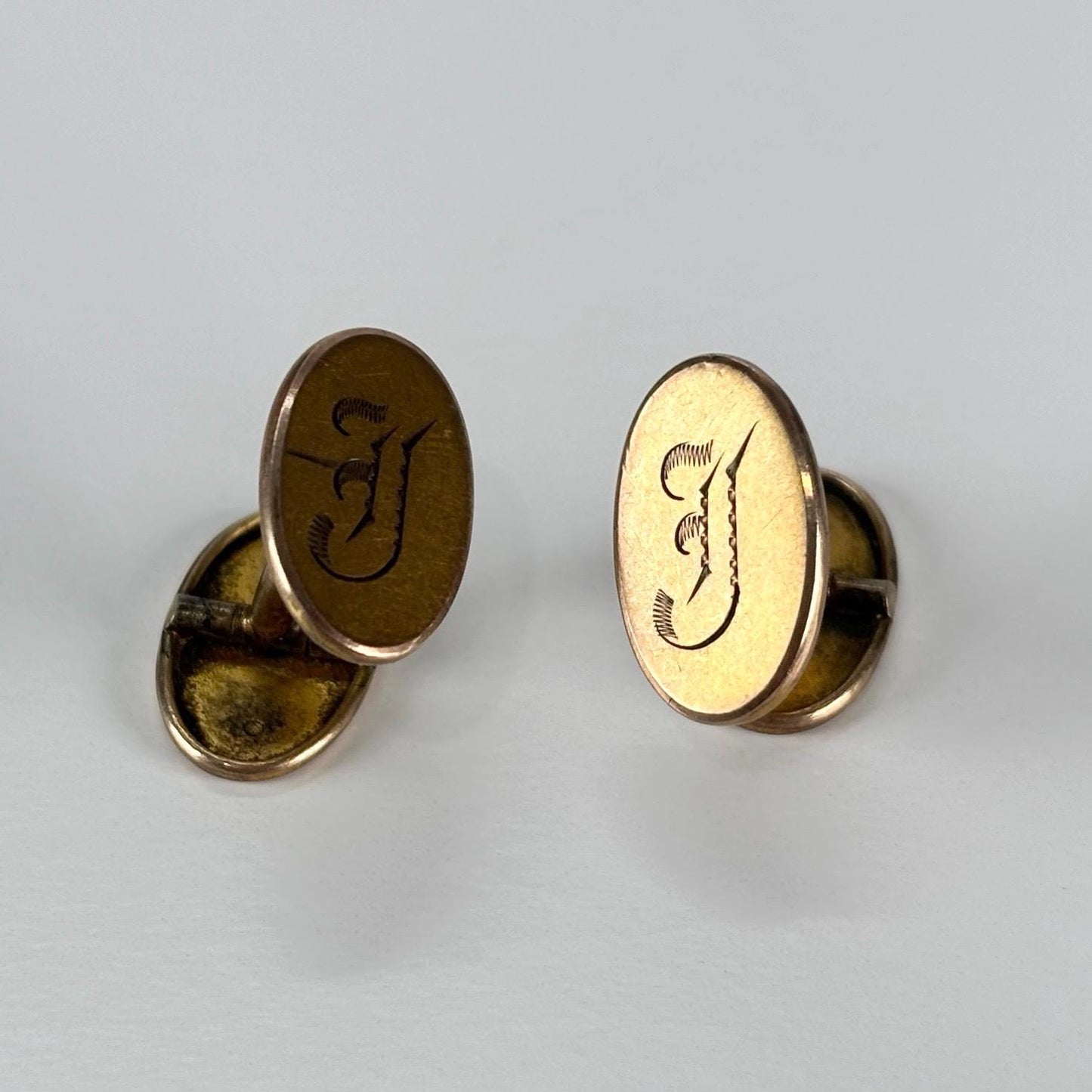 Vintage Cuff Links in Gold Tone with Monogram J