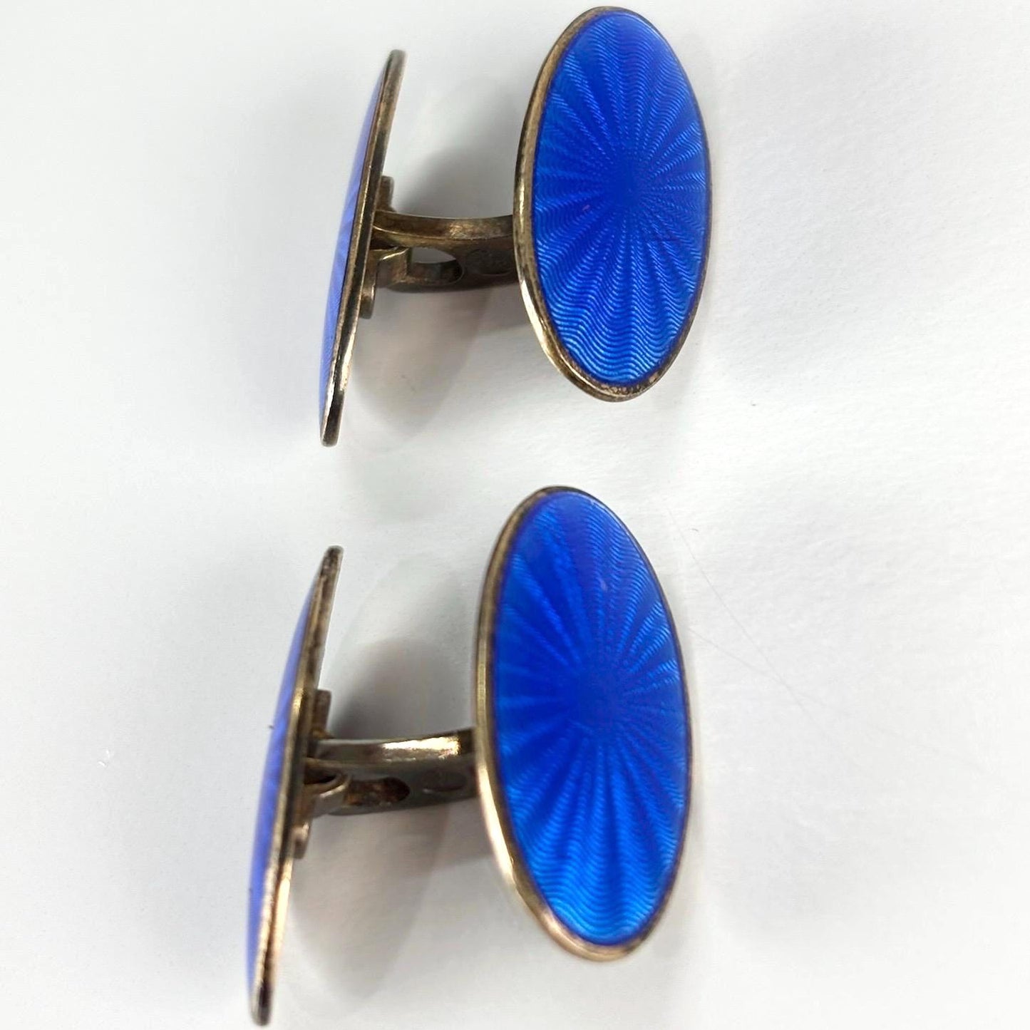 Vintage David Anderson Cuff Links in Norwegian Sterling Silver with Blue Enamel