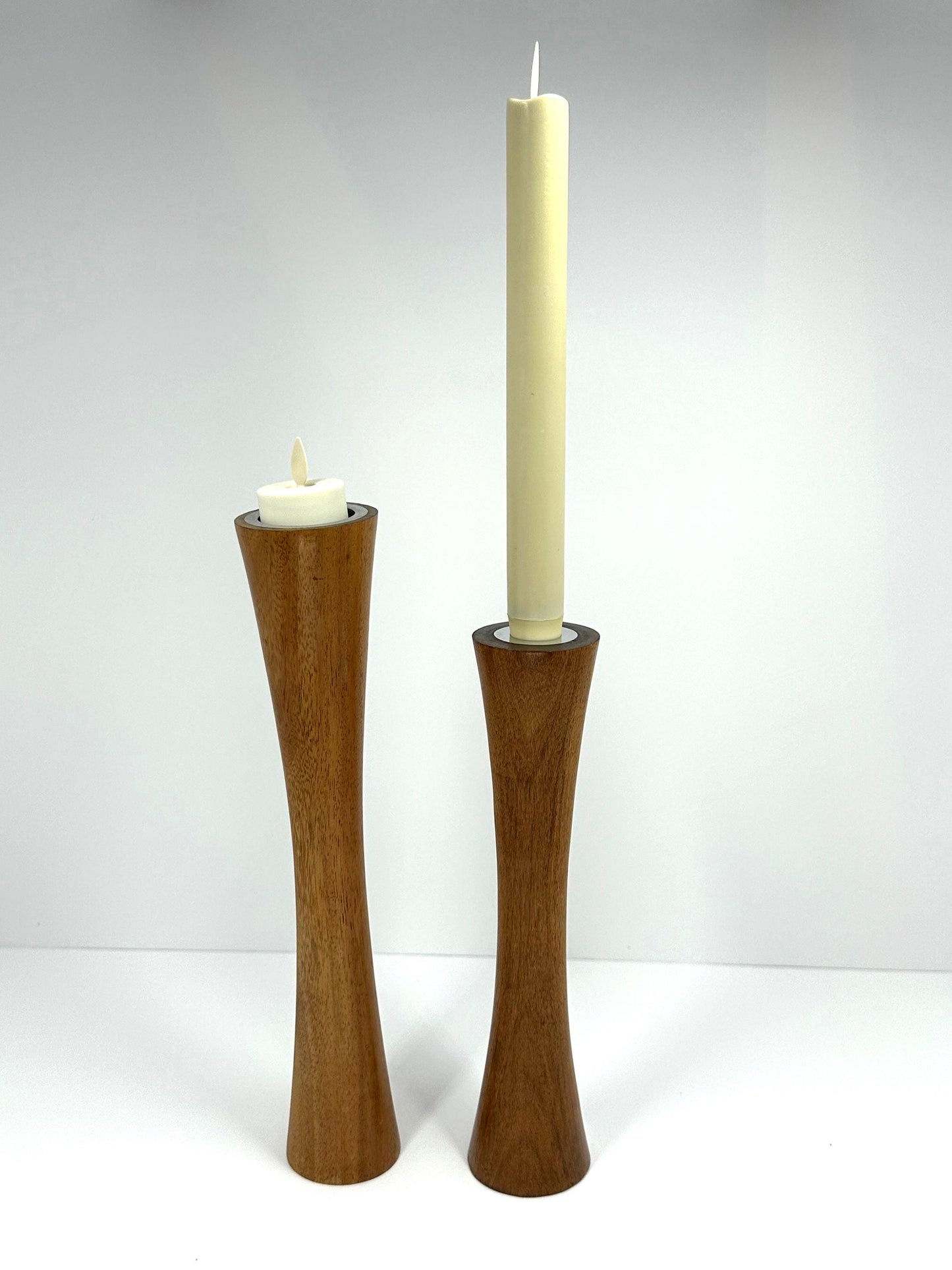 Vintage Teak Candlestick Holder in Mid-Century Modern Design.