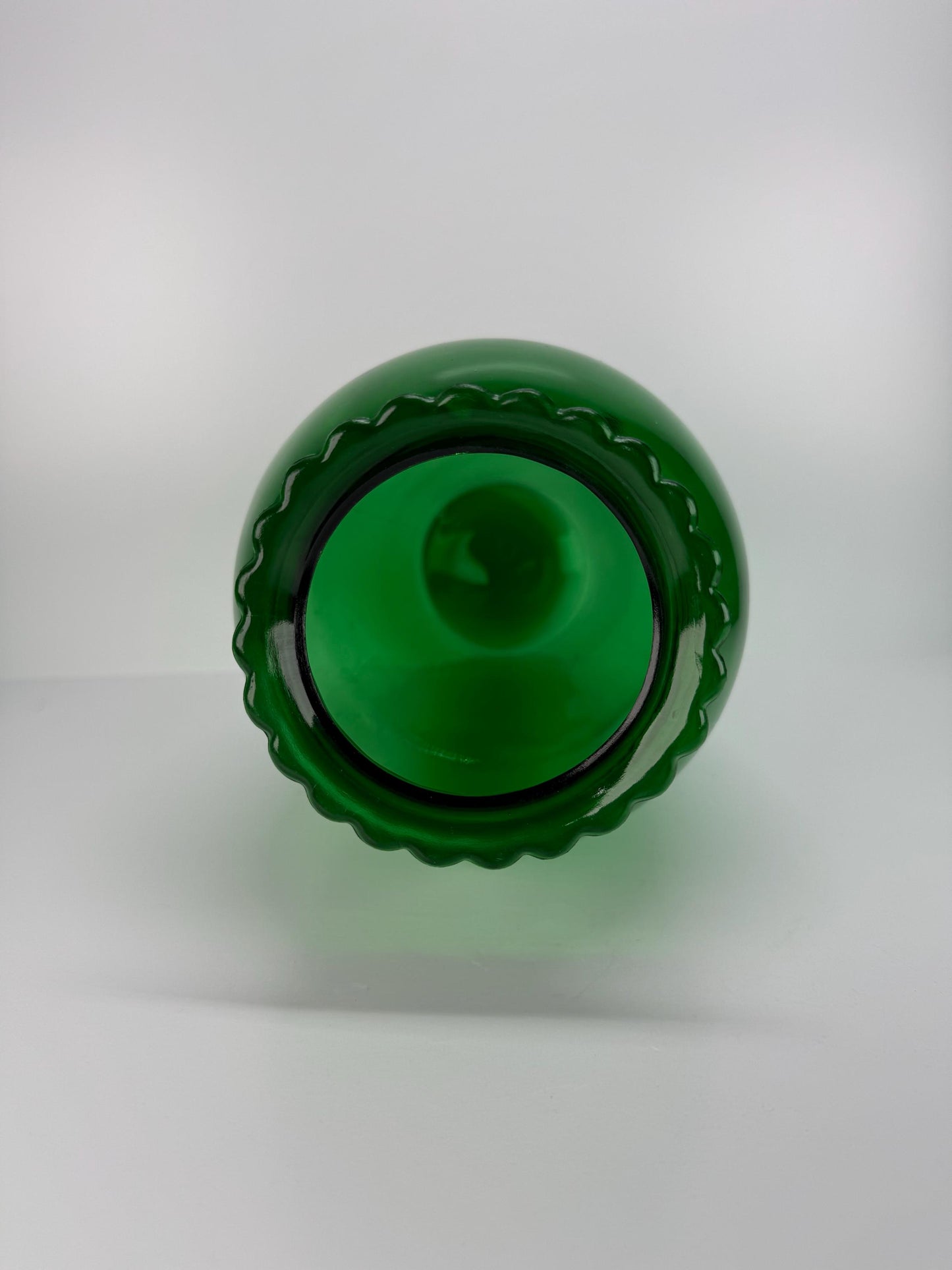 Vintage Vase by Anchor Hocking in Forest Green with Scalloped Rim