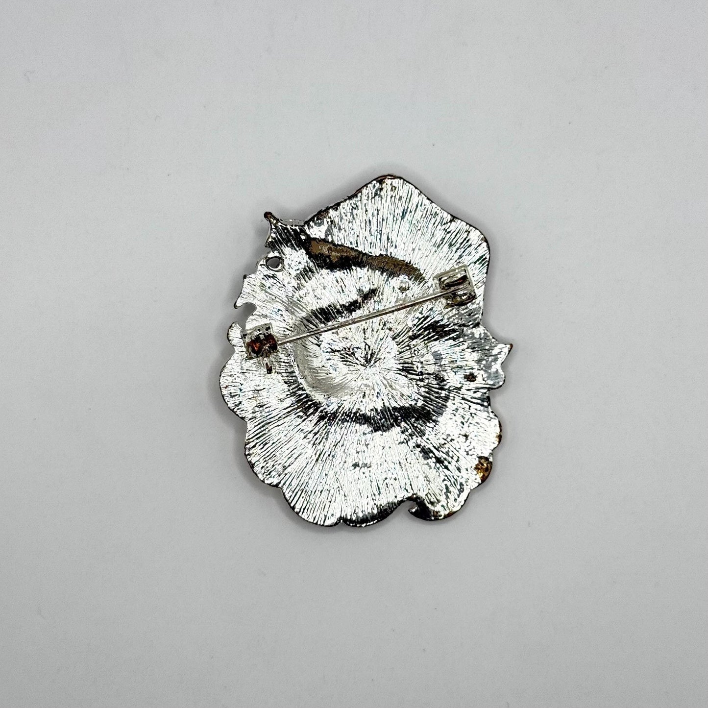 Vintage Brooch or Pin of Santa Claus in Painted Enamel