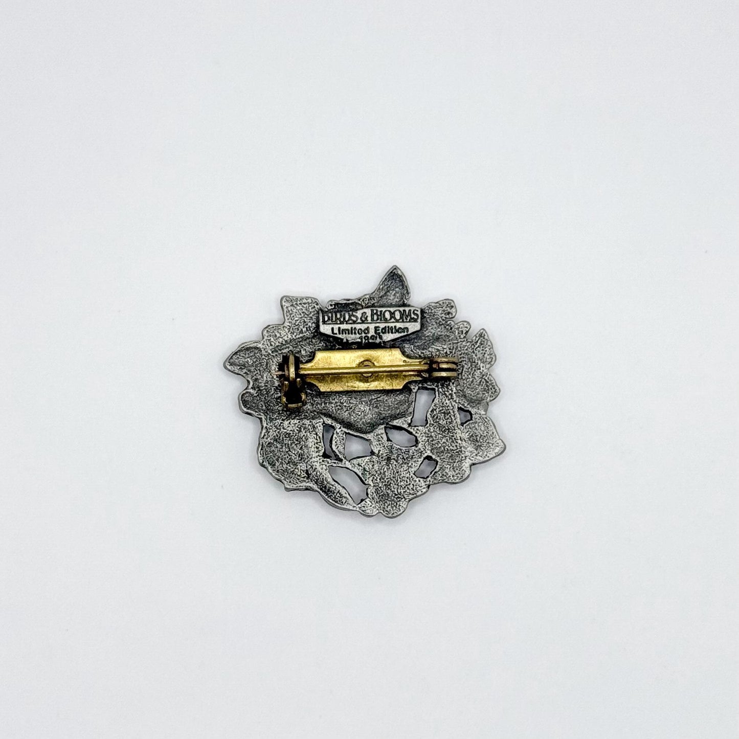 Vintage Brooch in Silver with a Butterfly and Flowers and Made by Birds & Blooms
