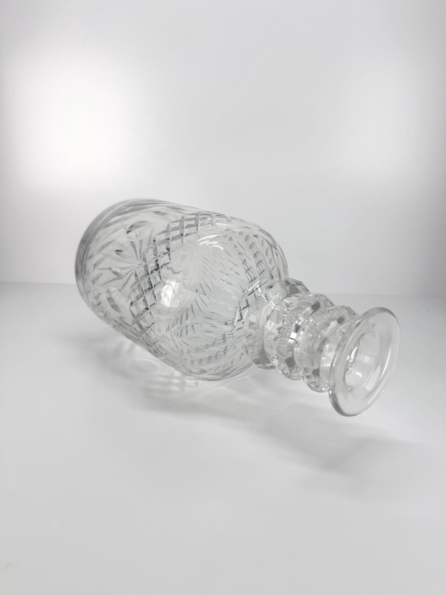 Vintage Cut Glass Decanter with Stopper in MCM Style