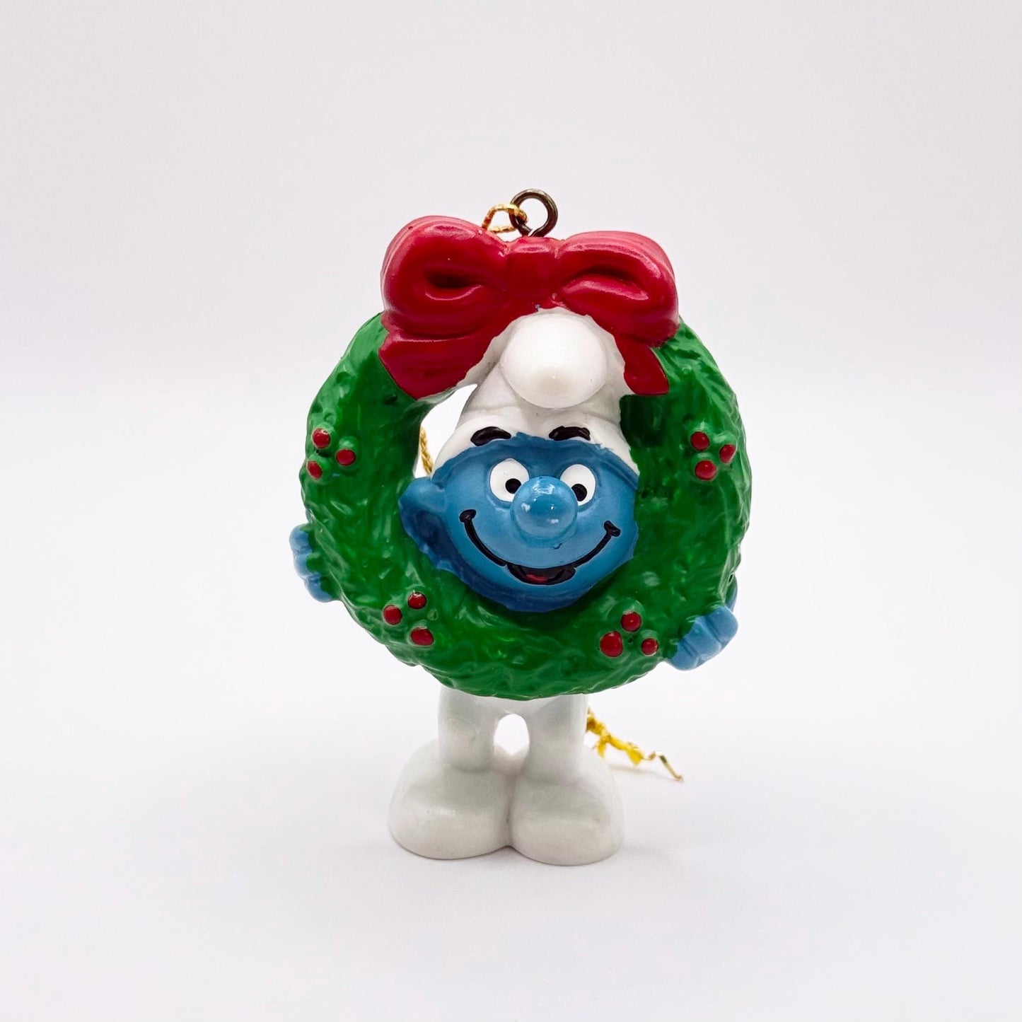 Vintage Christmas Wreath Smurf Ornament Made by Peyo Schleich