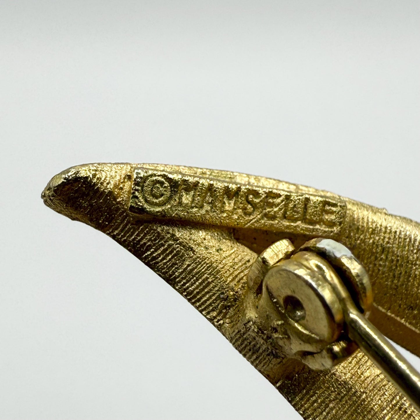 Vintage Brooch Pin of the Letter J in Gold Tone and Designed by Mamselle