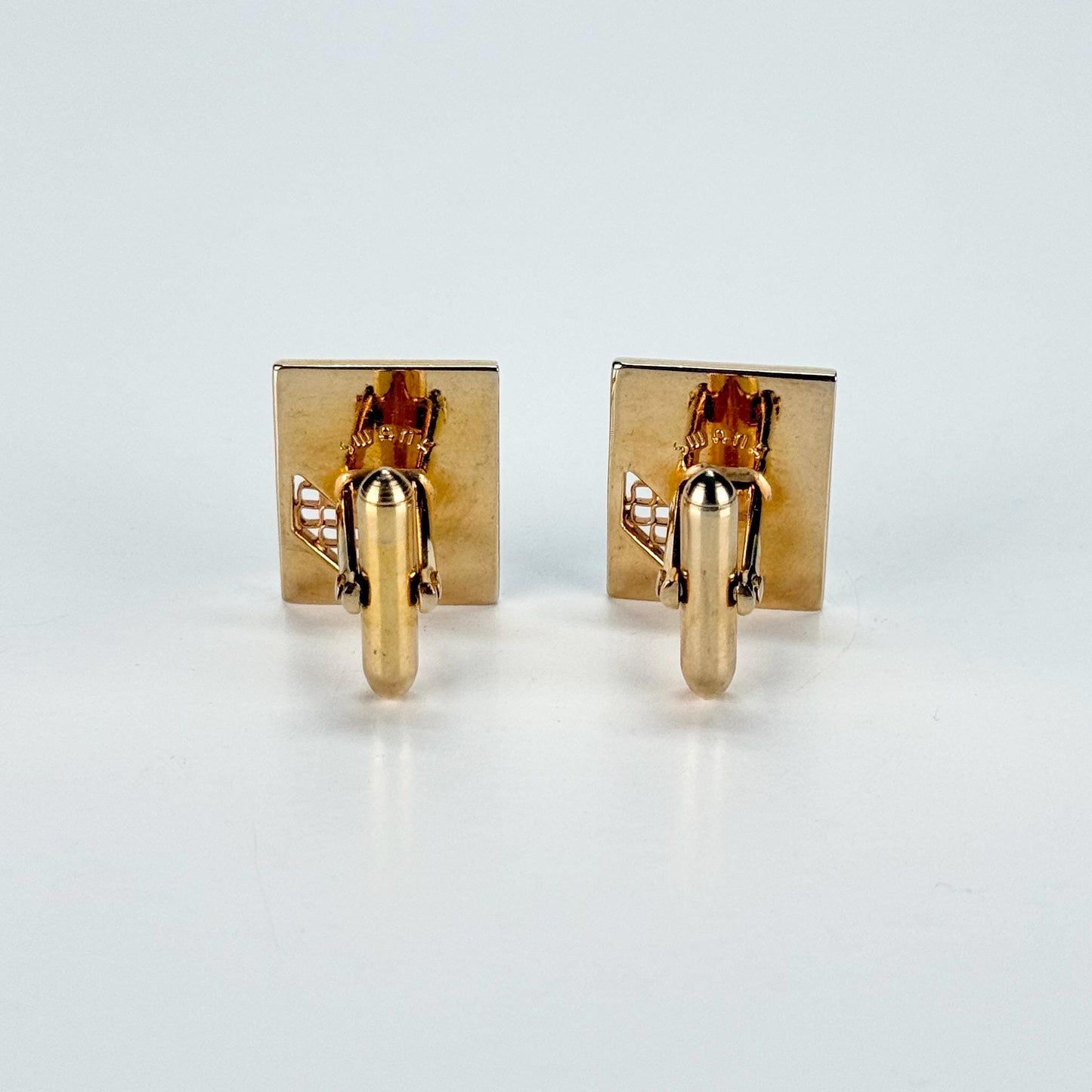 Vintage Cuff Links and Tie Clip Set in Gold Tone Cutout Design by Swank