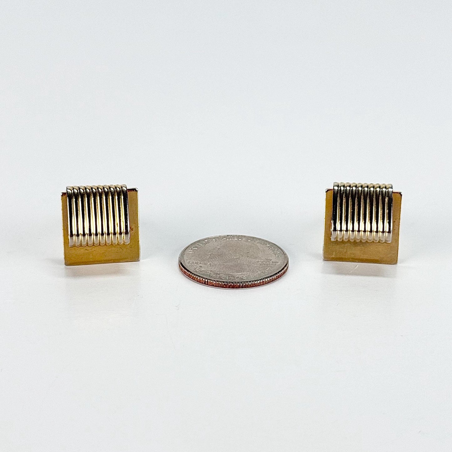 Vintage Cuff Link and Tie Clip Set in Popular Mid-Century Modern Design