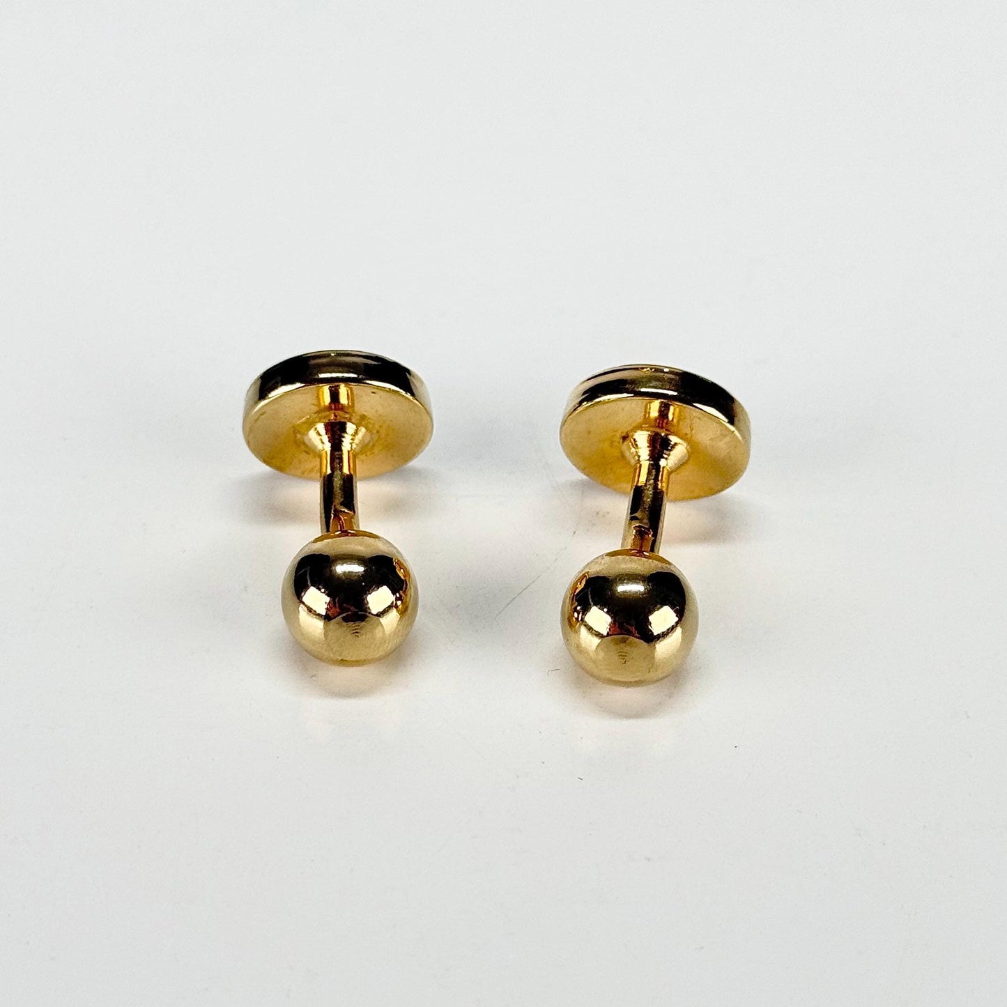 Vintage Cuff Links and Shirt Studs in Gold Tone with Pearly Grey Design