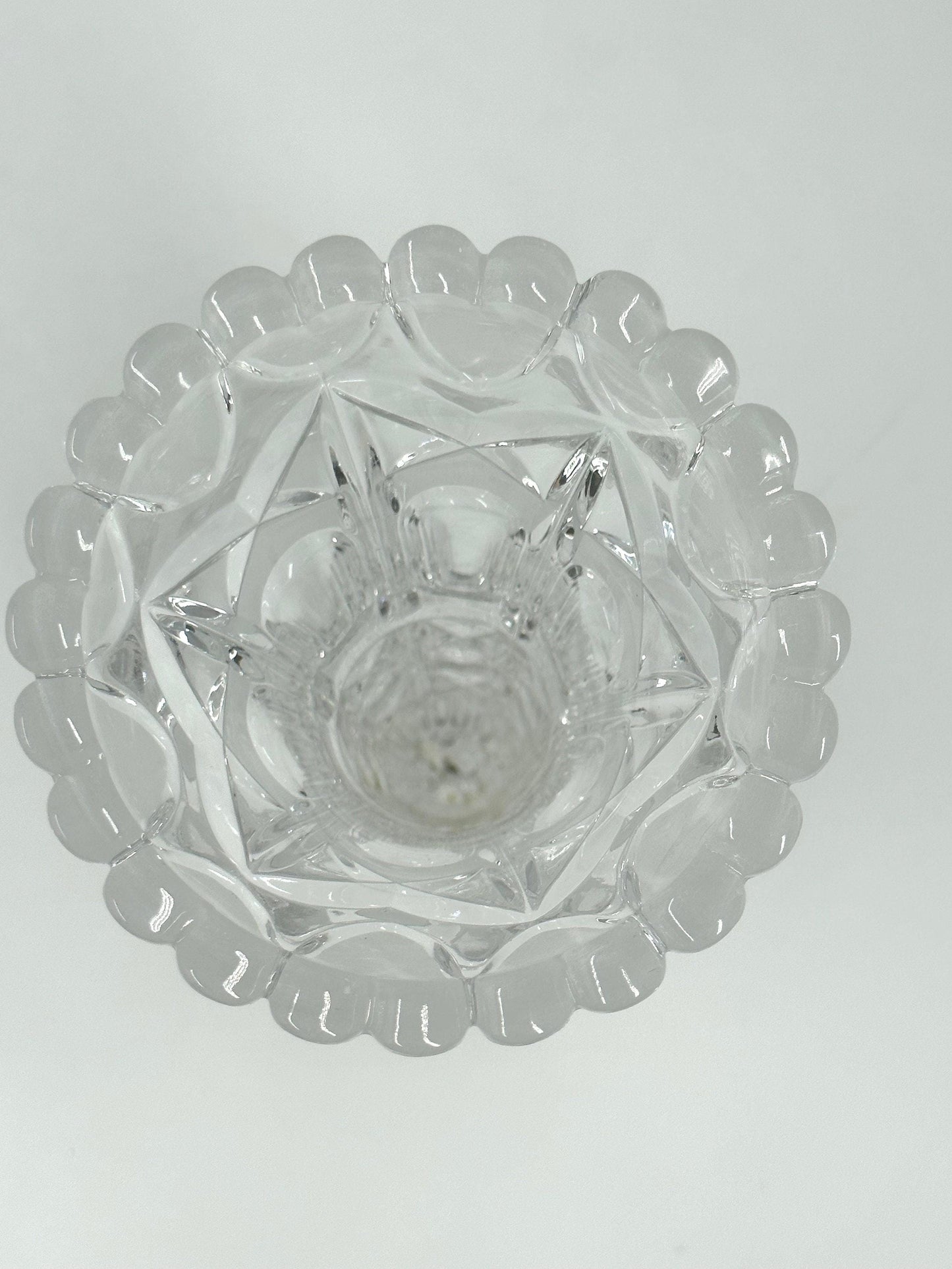 Vintage Crystal Vase With Frosted Heart Design