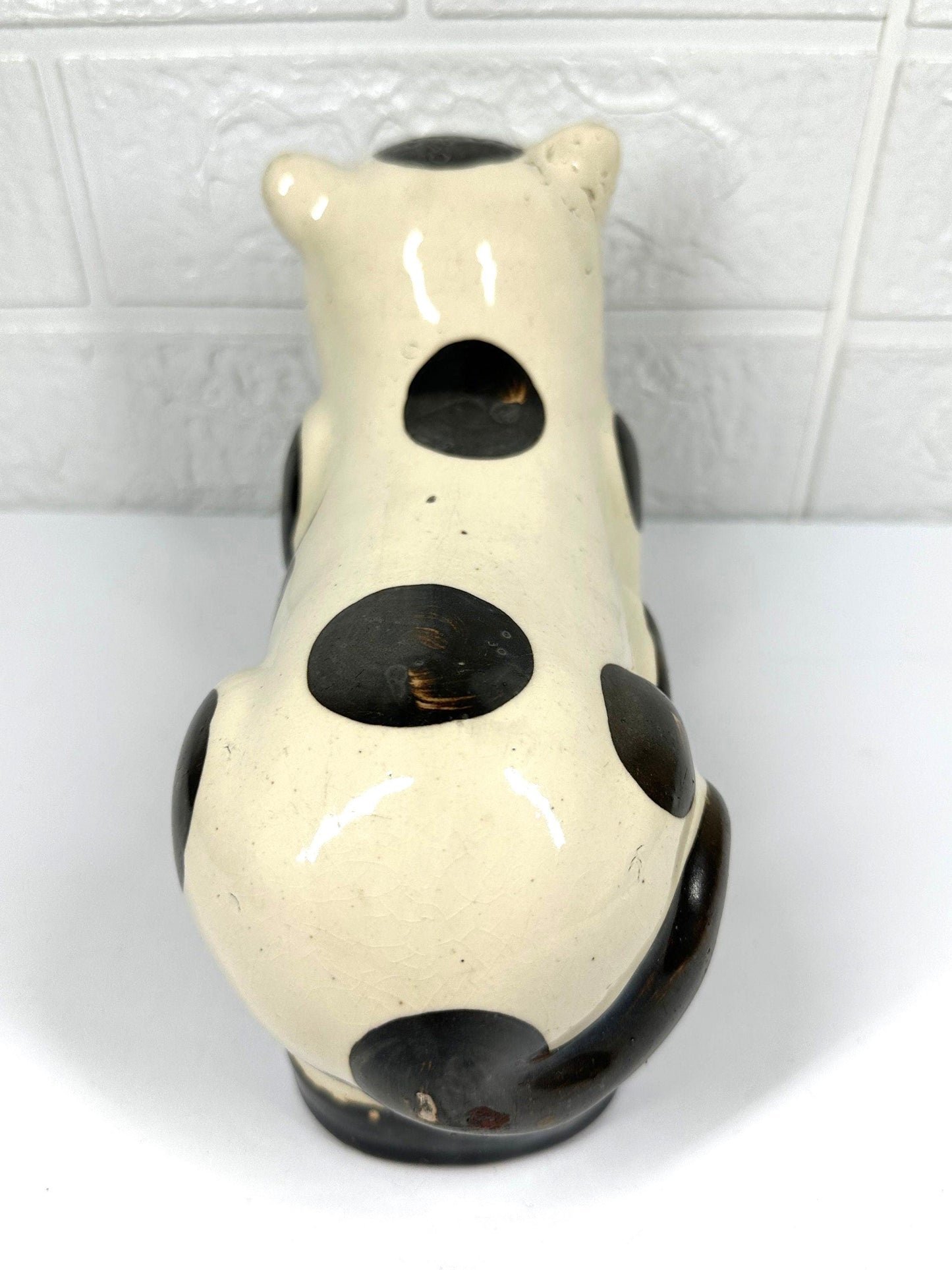 Antique Ceramic Cat, Chinese Cizhou, Cat Pillow Head Rest, Qing Dynasty, 19th Century.