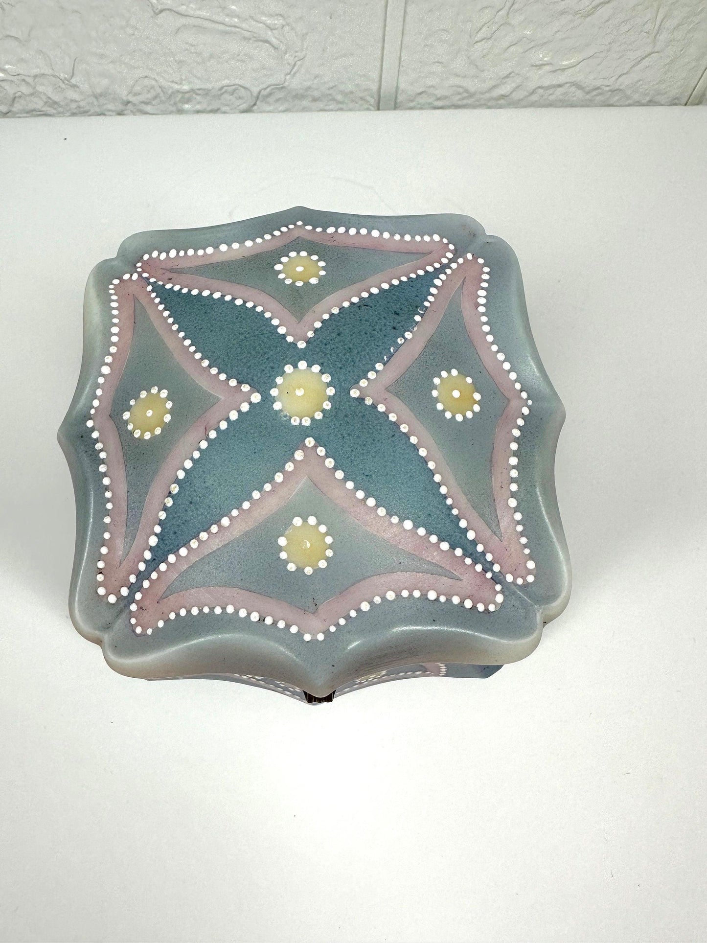 Vintage Trinket Dish, Nakara C. F. Monroe Co., Dresser Box, Enamelled.