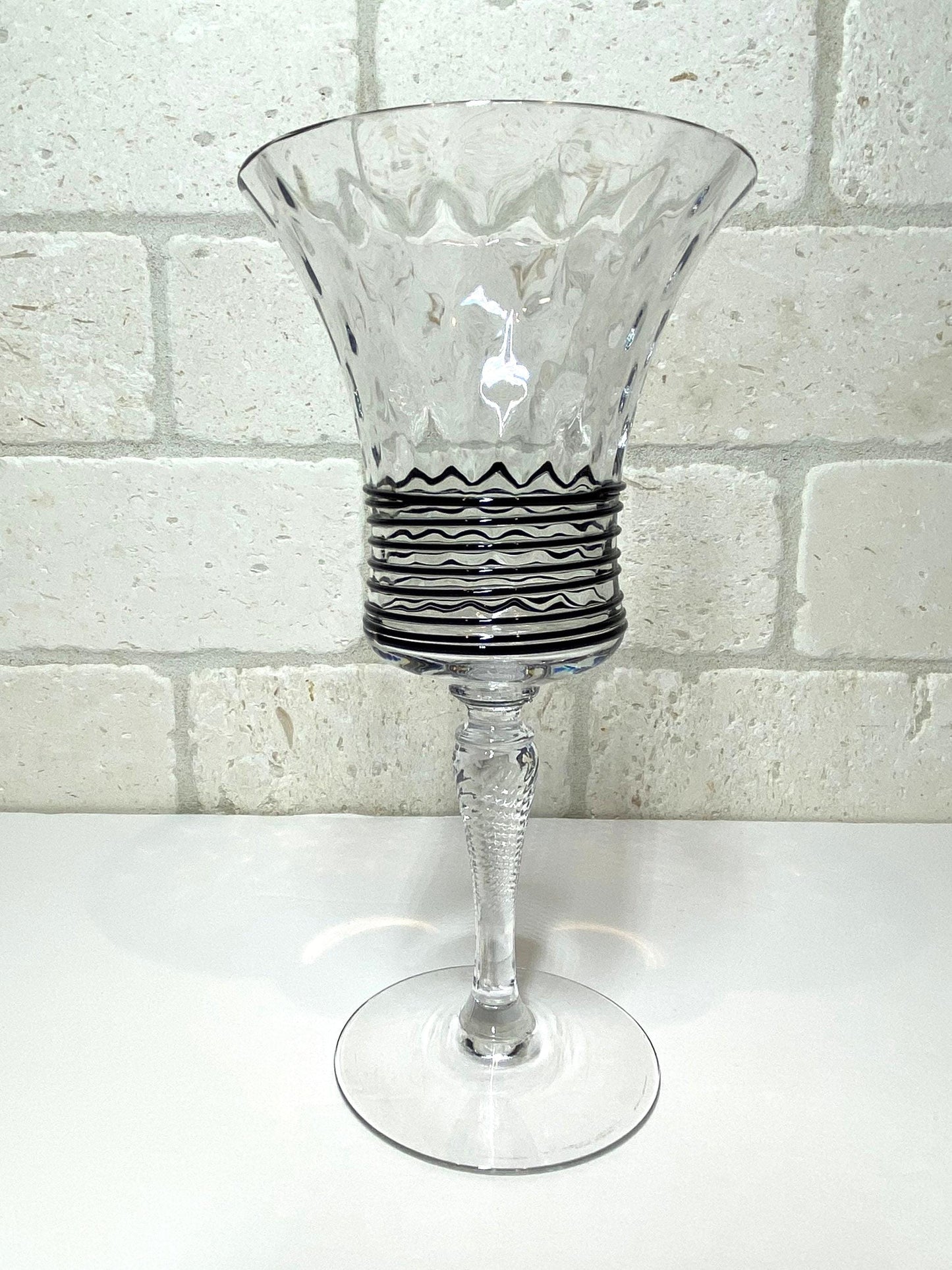 Antique Crystal Glasses with Art Deco Black Accent by H.C. Fry 1920s