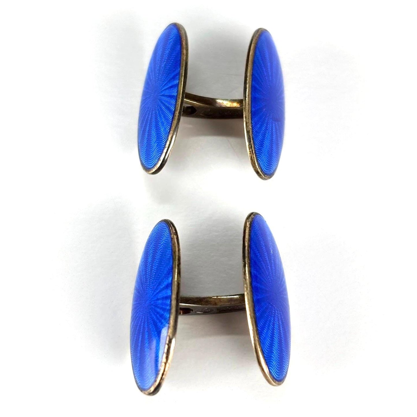 Vintage David Anderson Cuff Links in Norwegian Sterling Silver with Blue Enamel